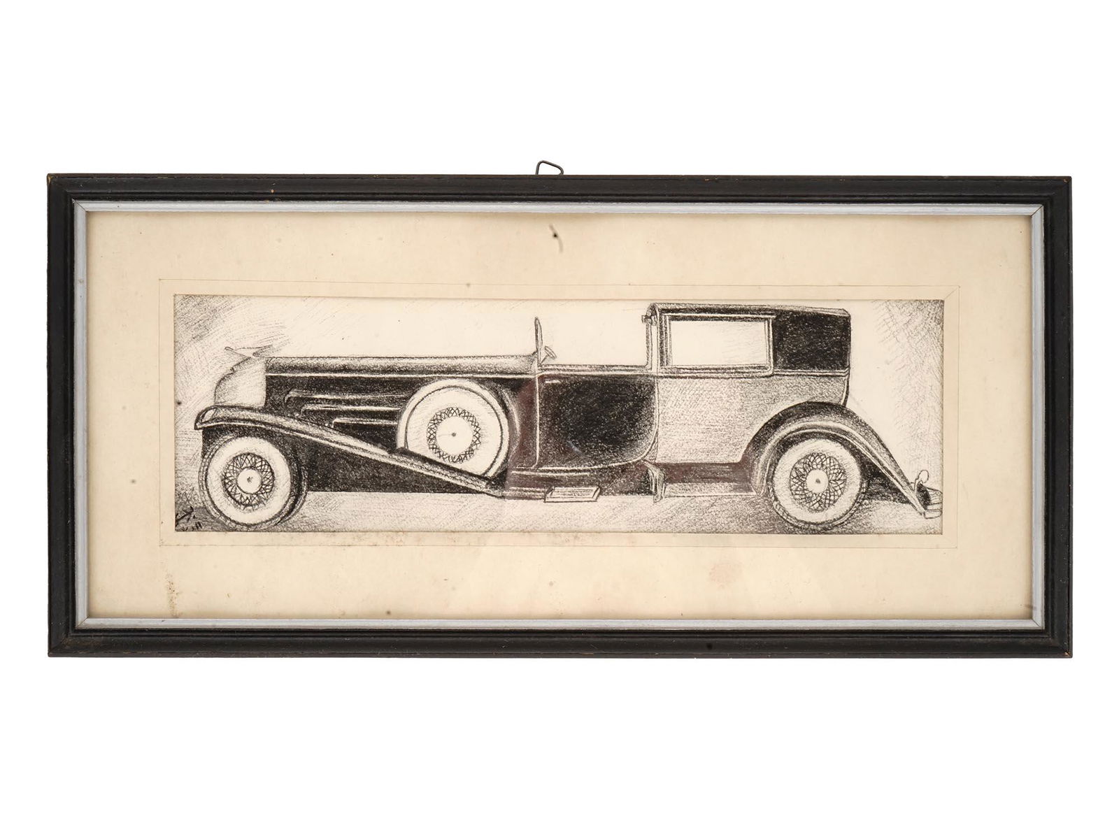 ANTIQUE PERSIAN GRAPHITE PENCIL PAINTING OF CAR (1 of 9)