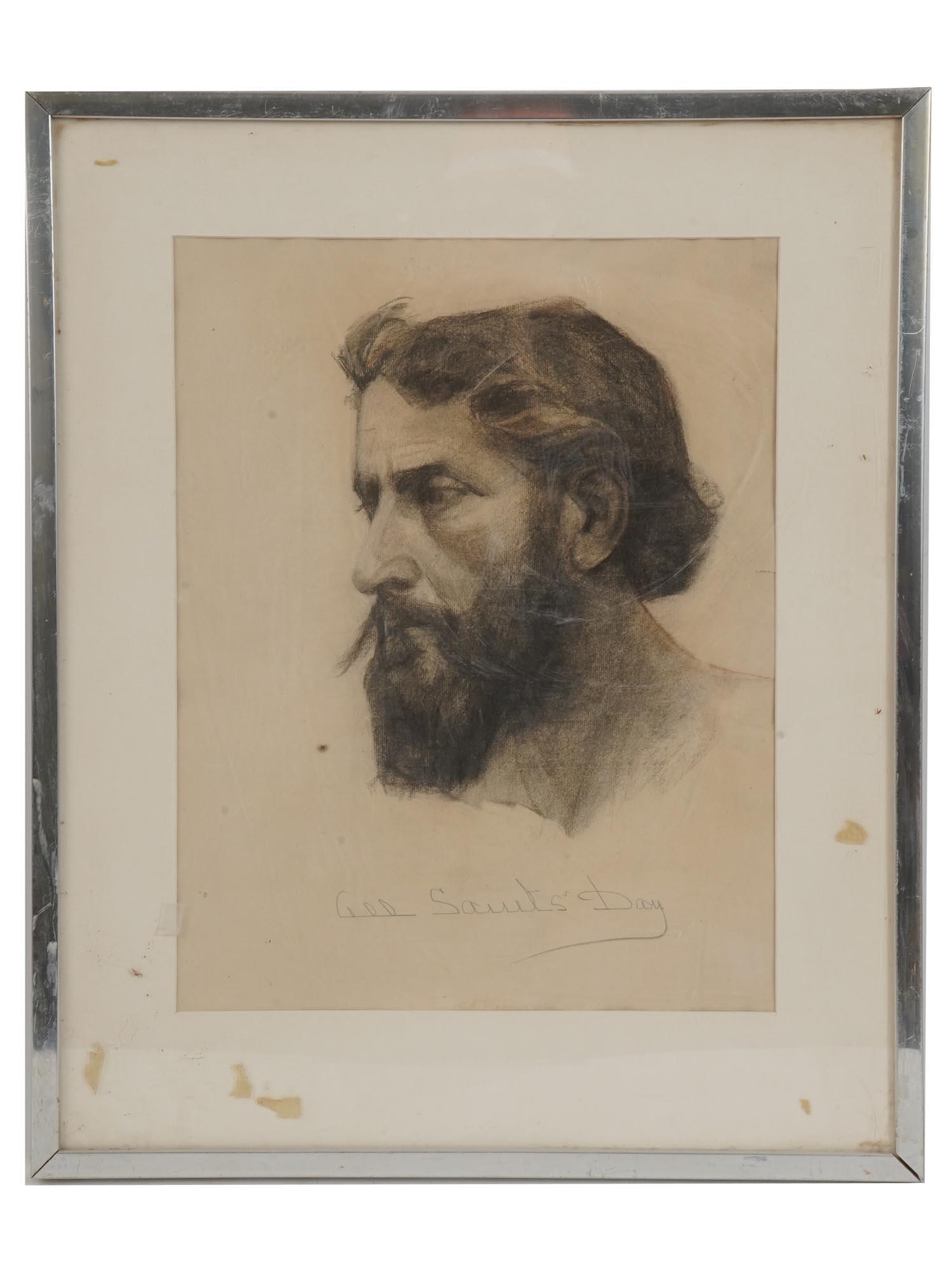 FRAMED PENCIL DRAWING JEWISH MALE PORTRAIT SIGNED (1 of 6)