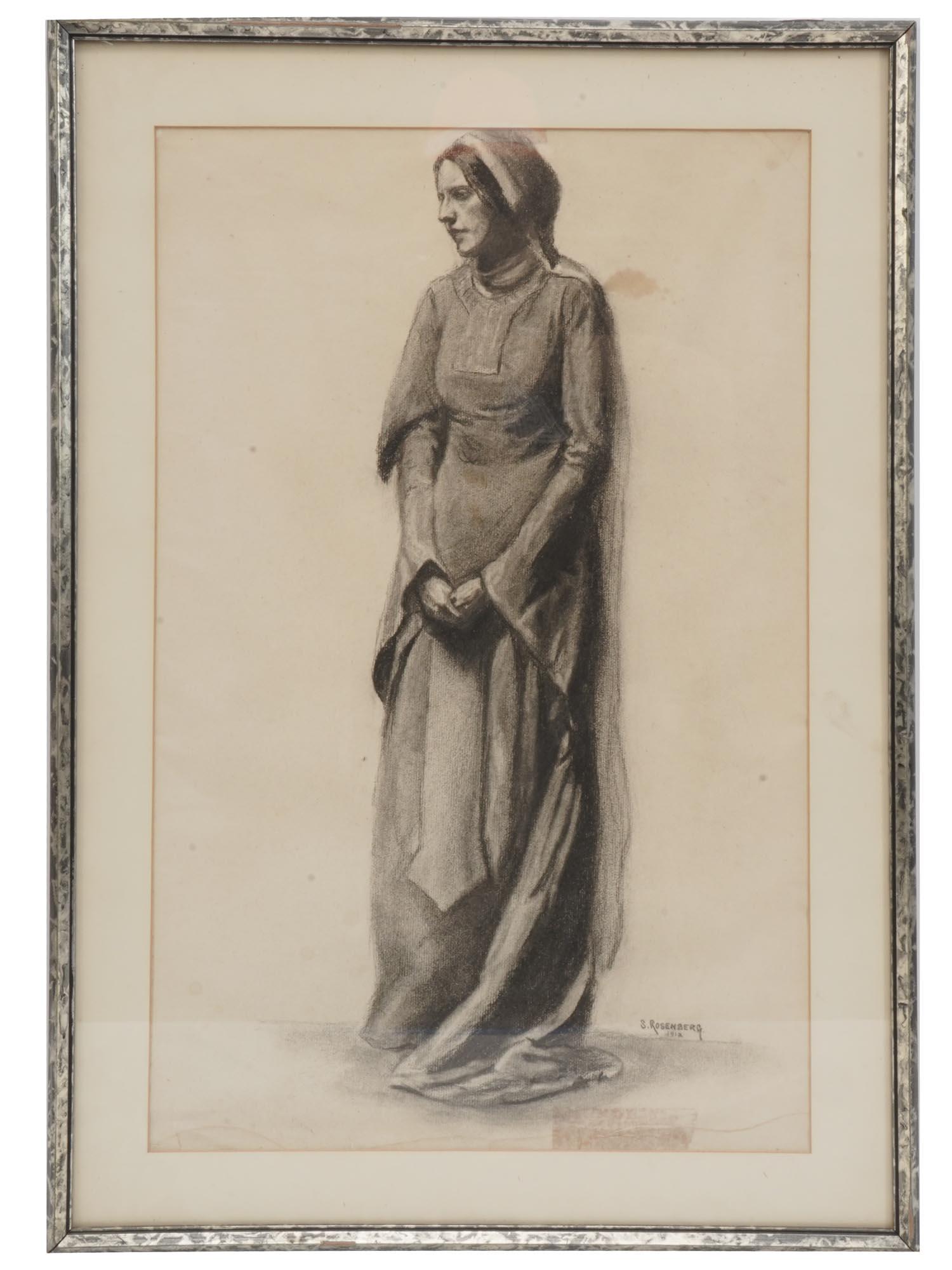 PORTRAIT CHARCOAL PAINTING BY SAMUEL ROSENBERG (1 of 6)