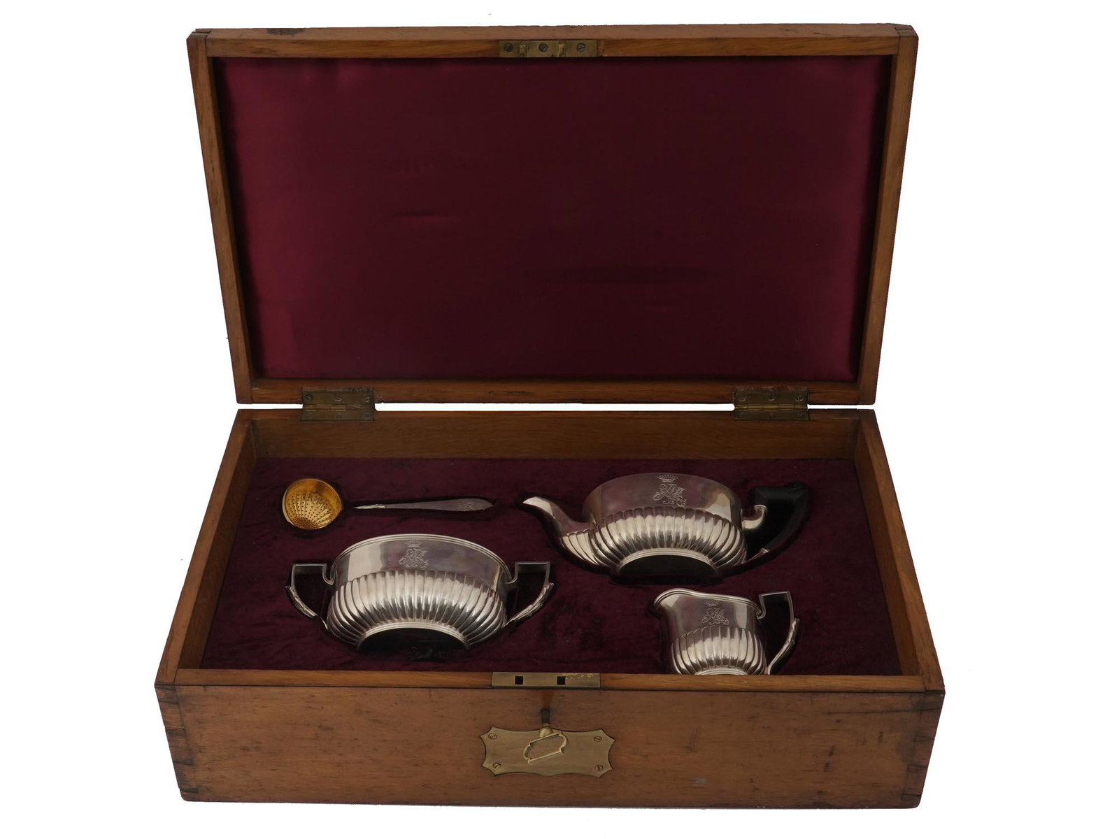 RUSSIAN GRACHEV BROTHERS GILT SILVER TEA SET IOB (1 of 12)