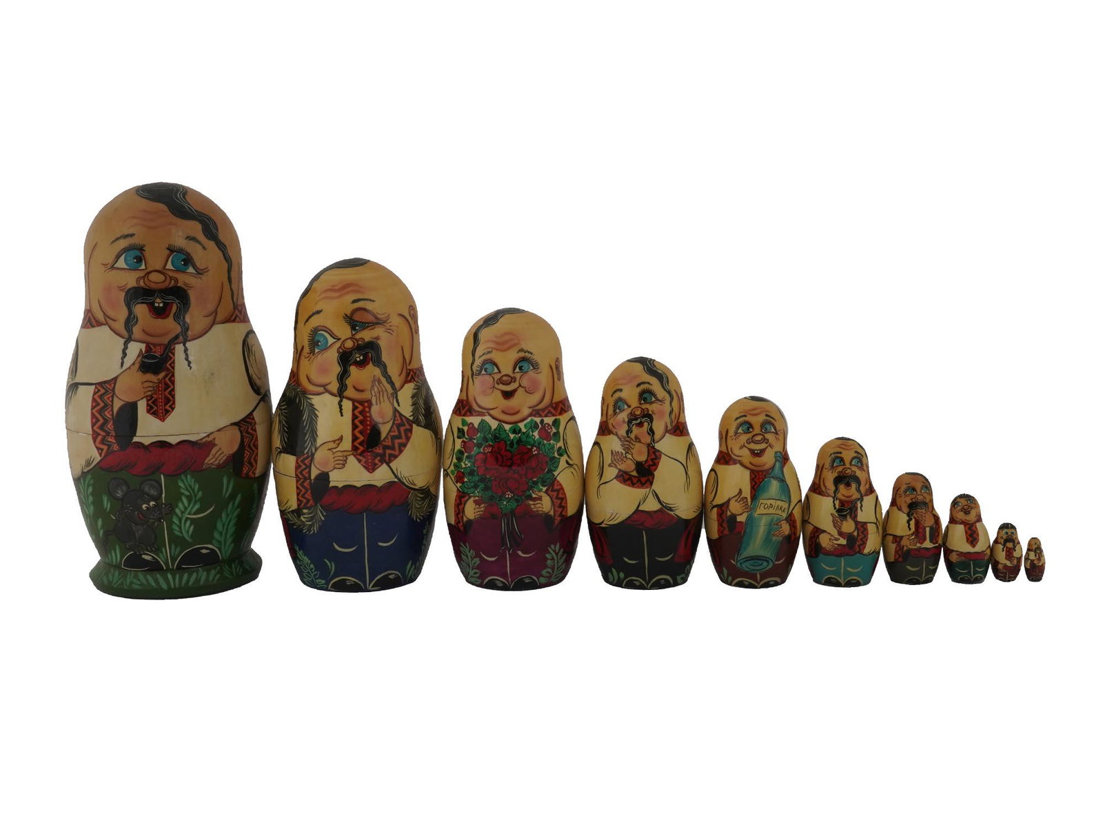 RUSSIAN MATRYOSHKA DOLLS WITH UKRAINIAN MEN, 1993 (1 of 9)
