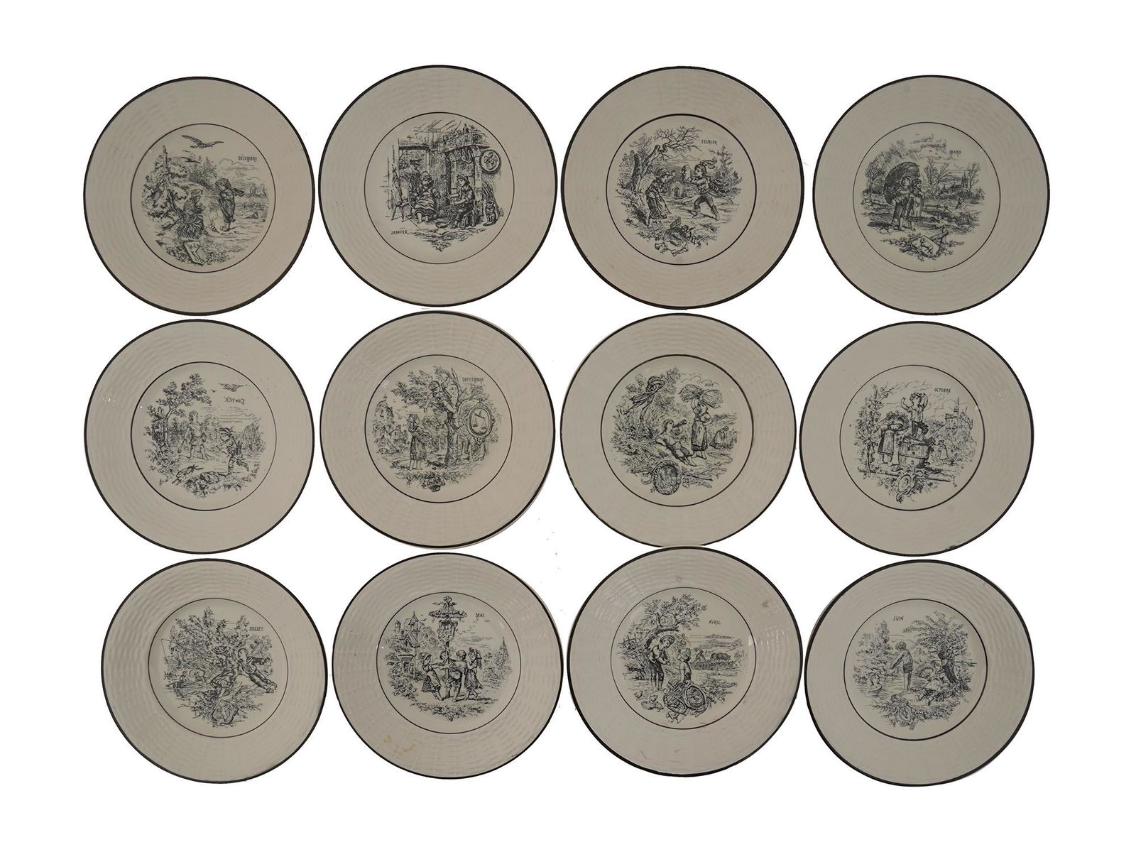 ANTIQUE FRENCH DIGOIN SARREGUEMINES MONTH PLATES (1 of 15)