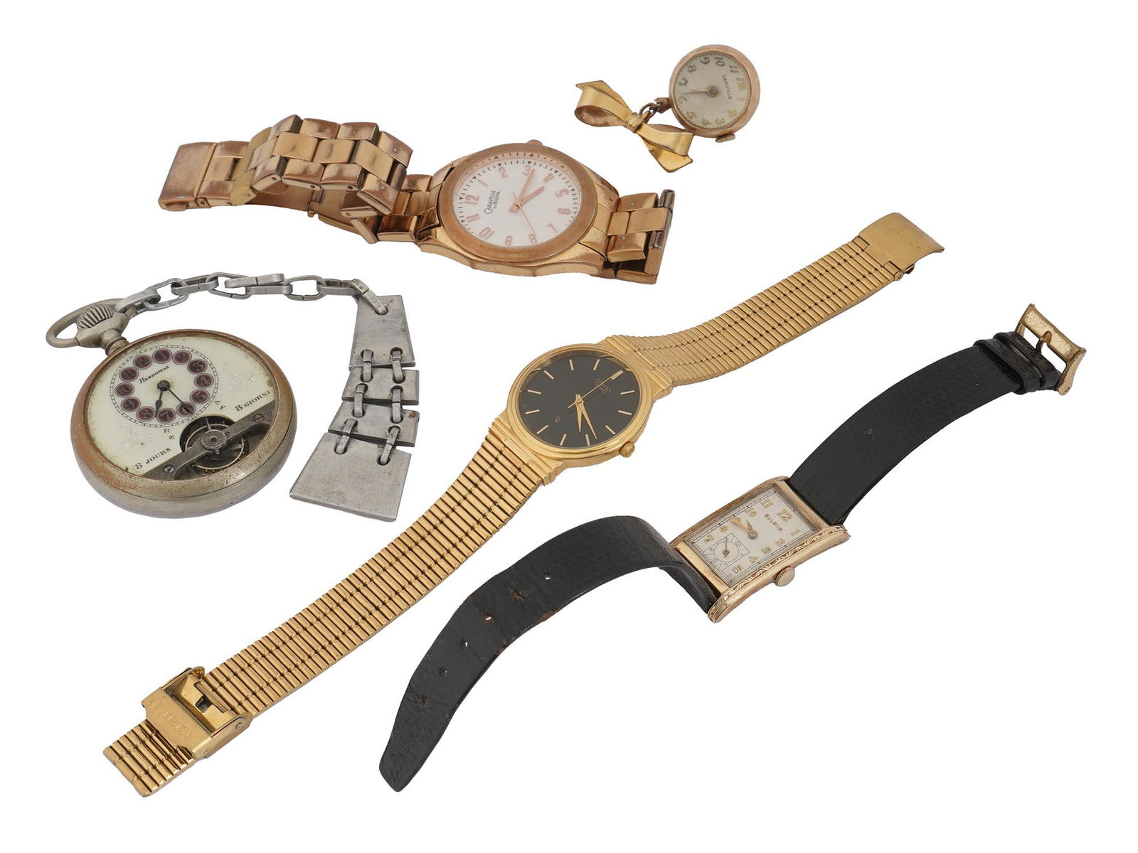 HEBDOMAS 8 JOURS POCKET WATCH AND BULOVA WATCHES (1 of 7)