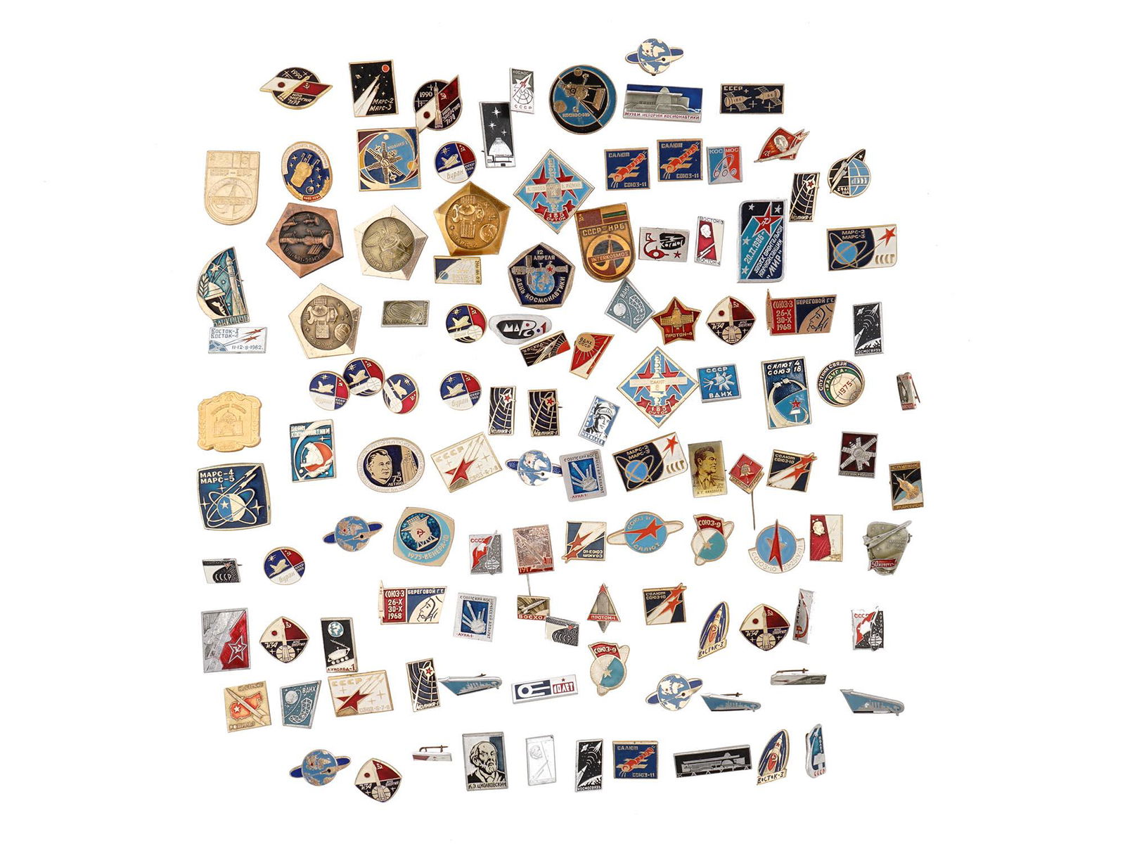 MIDCENTURY SOVIET SPACE EXPLORATION PINS, 114 PCS (1 of 11)
