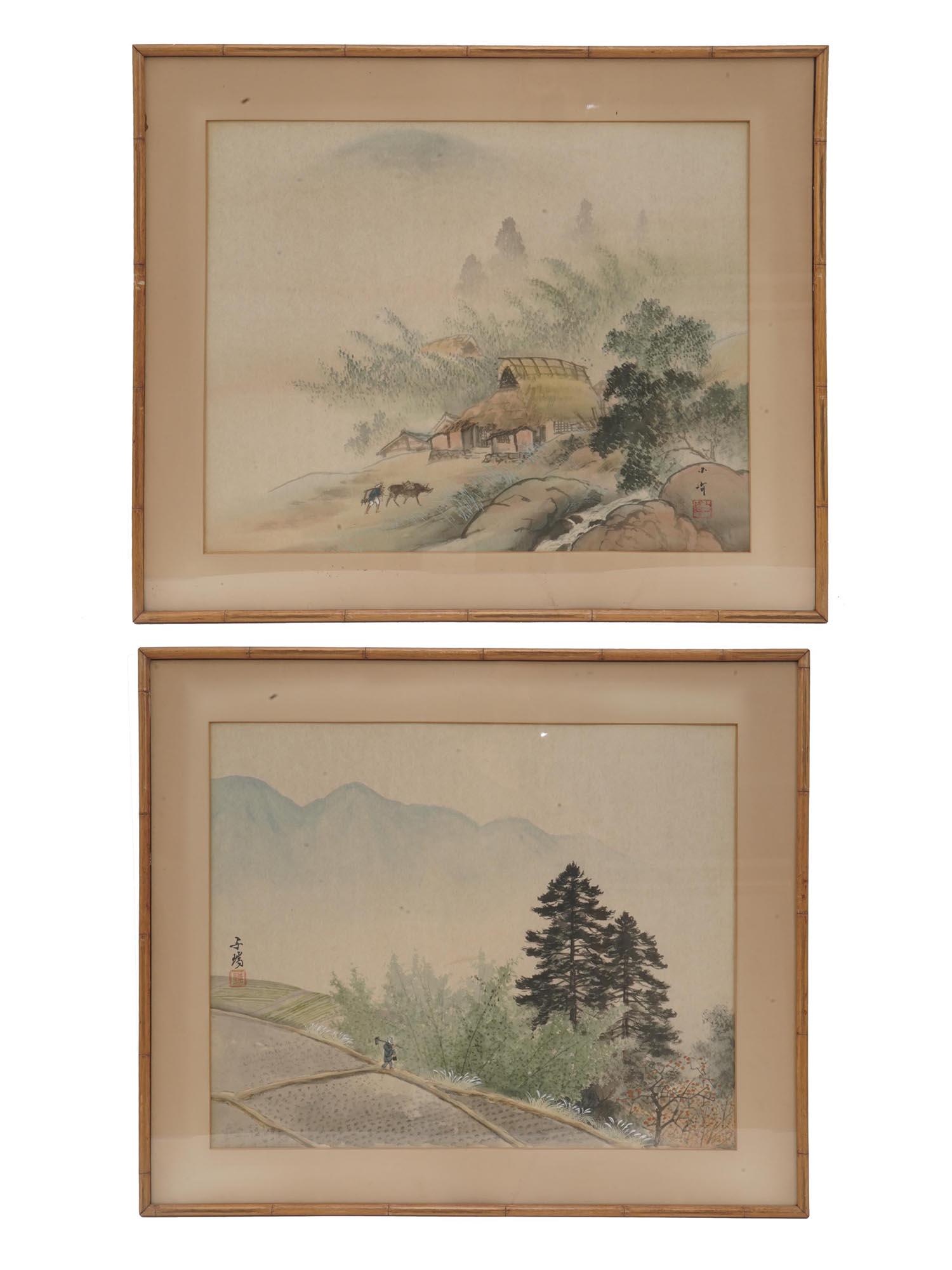 PAIR OF CHINESE WATERCOLOR PAINTINGS SILK SIGNED (1 of 12)