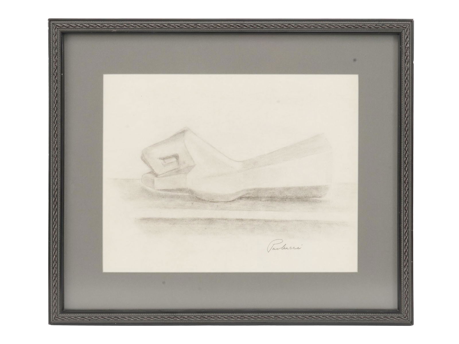 PENCIL ON PAPER PAINTING KNUCKLE SIGNED PAULUCCI: Enrico Paulucci, 1901-1999, Italian artist, member of the avant-garde Gruppo dei Sei, Group of Six of Turin. Pencil on paper drawing depicting a hand clenched into a fist. Signed in the lower right. G