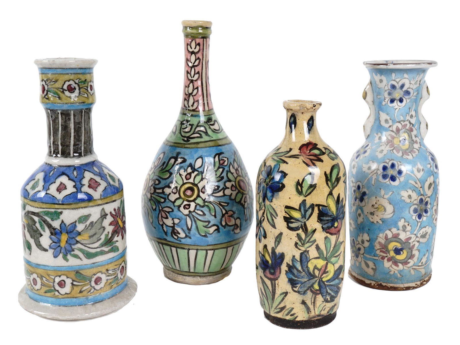 ANTIQUE 19TH C QAJAR PERIOD POTTERY FOUR VASES (1 of 5)
