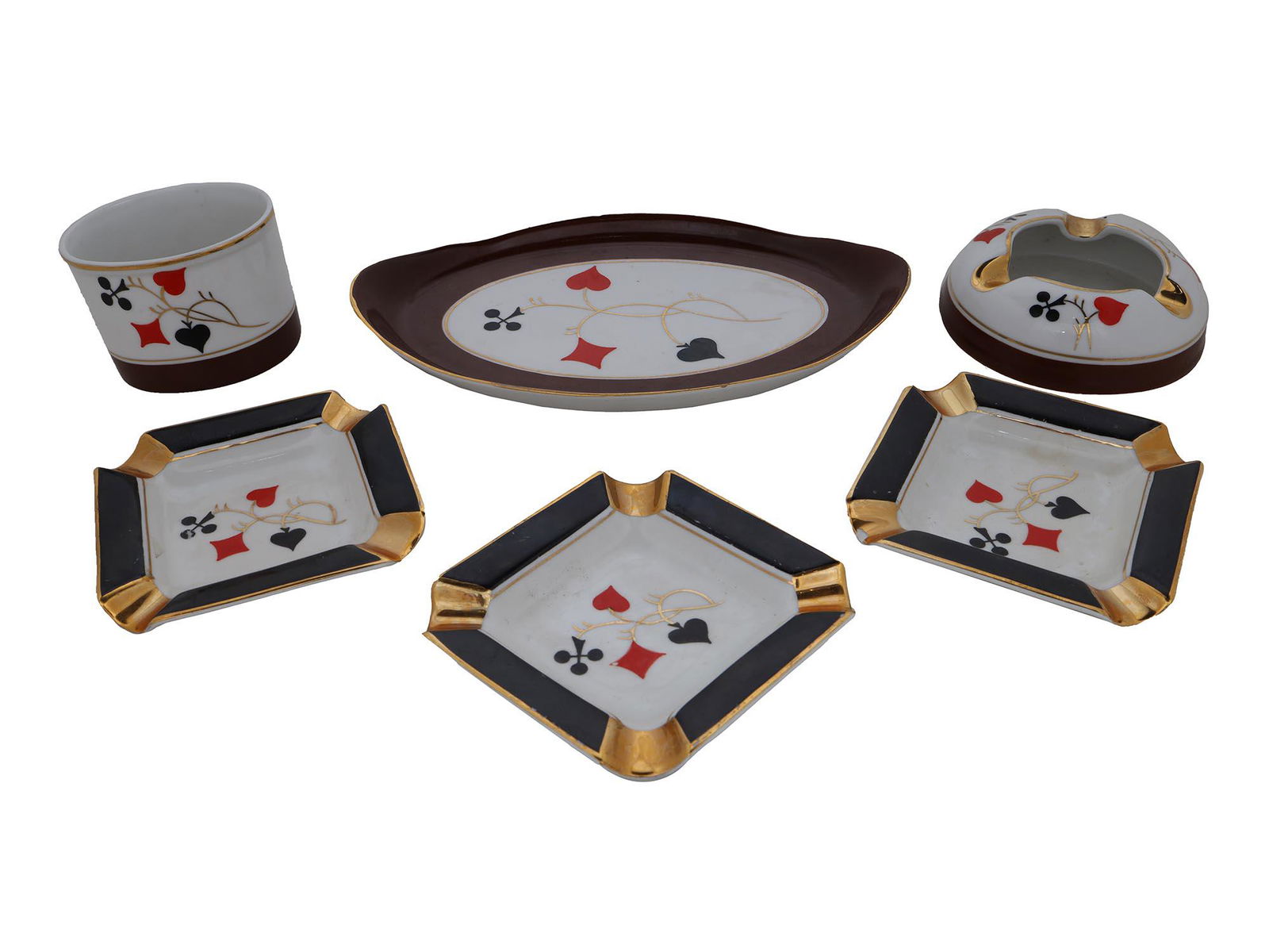 1960S CMIELOW POLISH PORCELAIN POKER GAME SET (1 of 10)