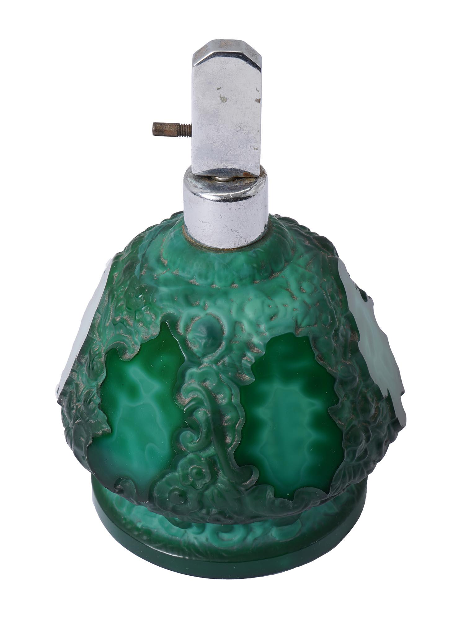 ART DECO BOHEMIAN MALACHITE GLASS PERFUME BOTTLE (1 of 6)