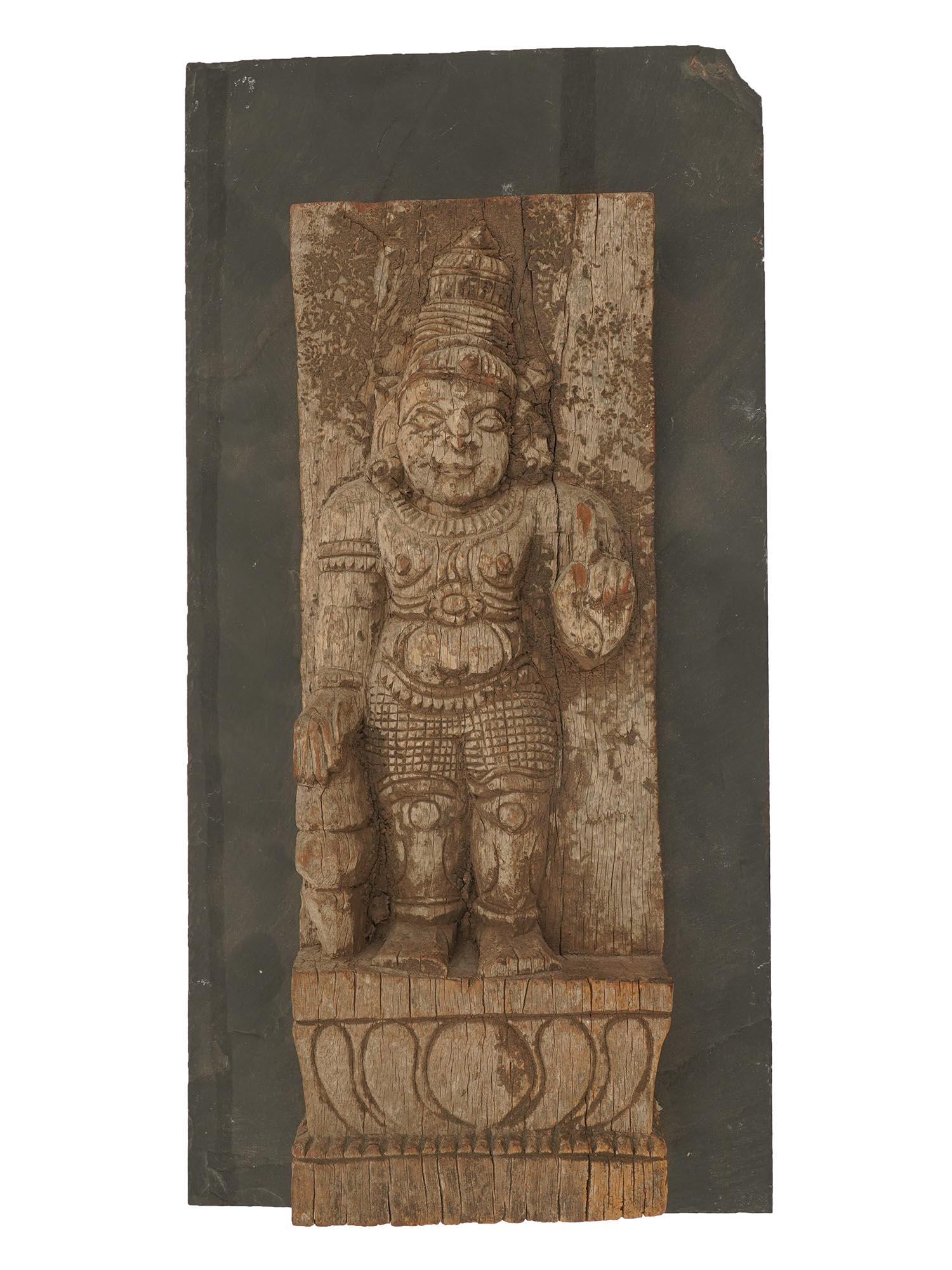 ANTIQUE THAI WOOD CARVING WITH HINDU GOD FIGURE (1 of 5)