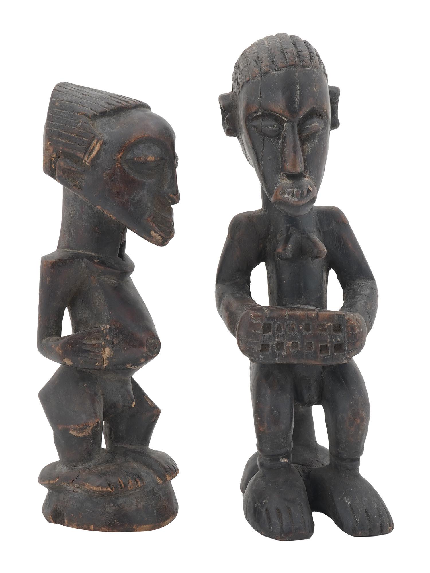 PAIR OF ANTIQUE AFRICAN HAND CARVED WOOD STATUES (1 of 6)