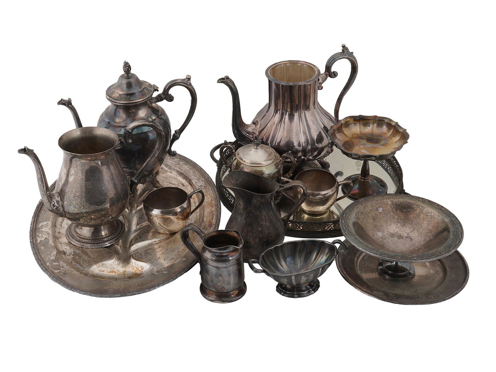 COLLECTION OF SILVER PLATED TEA POTS TRAYS JUGS (1 of 17)