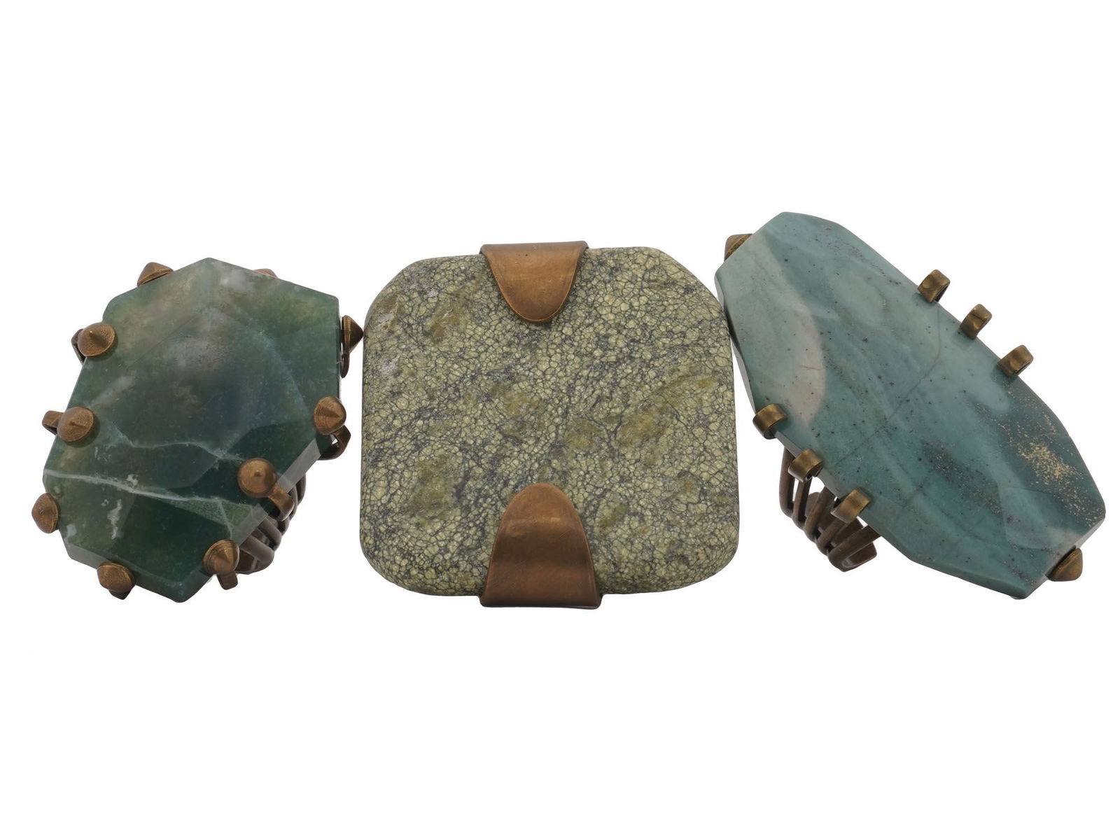 THREE VINTAGE MINERAL STONE RINGS BY JAN MICHAELS (1 of 7)