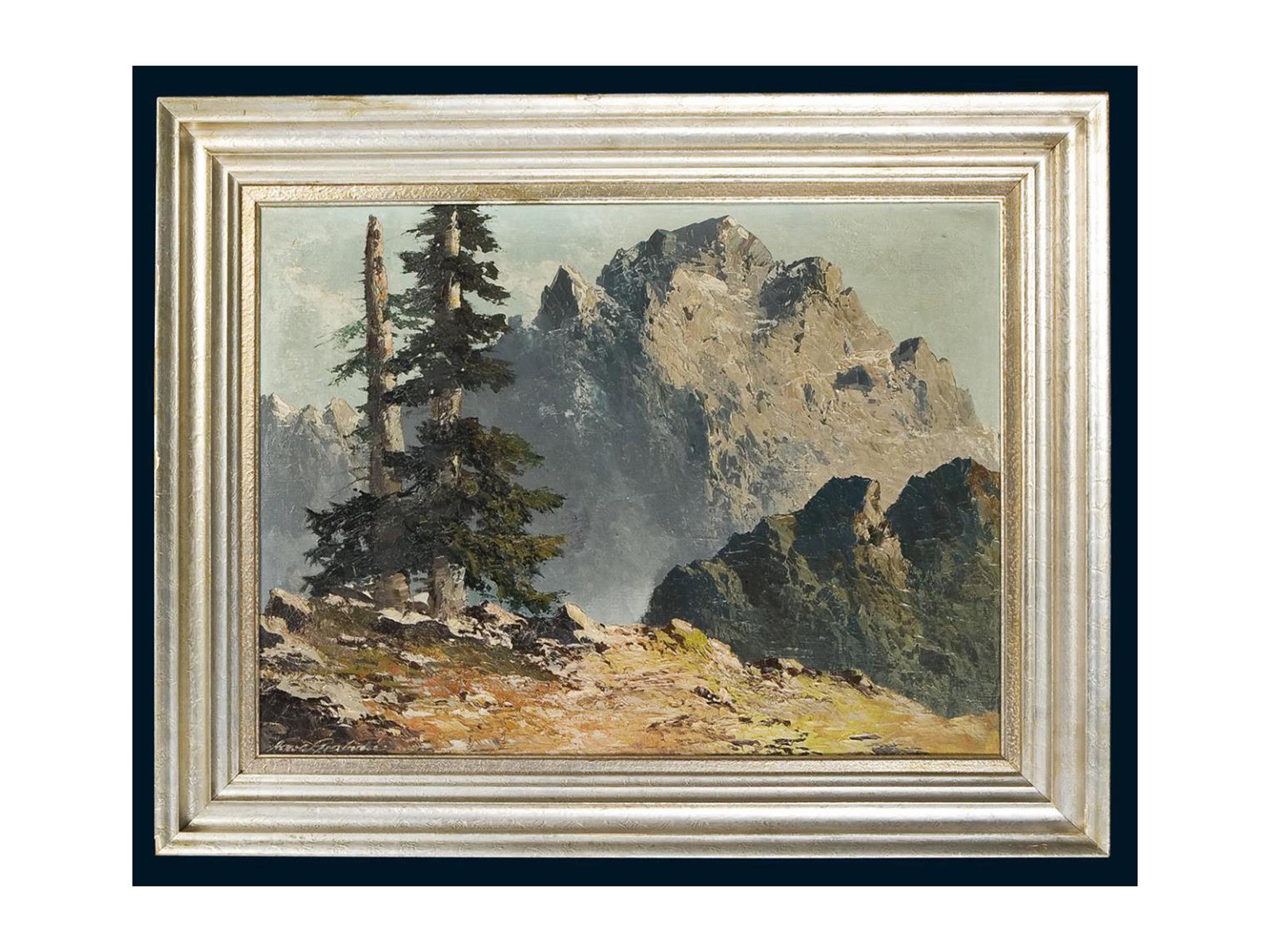 ANTIQUE GEORG ARNOLD GRABONE GERMAN OIL PAINTING (1 of 4)