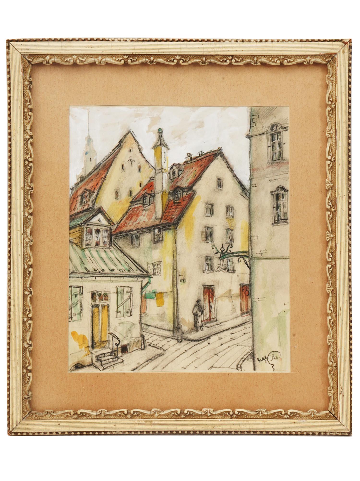 RIGA STREET SCENE PAINTING BY MSTISLAV DOBUJINSKY (1 of 5)