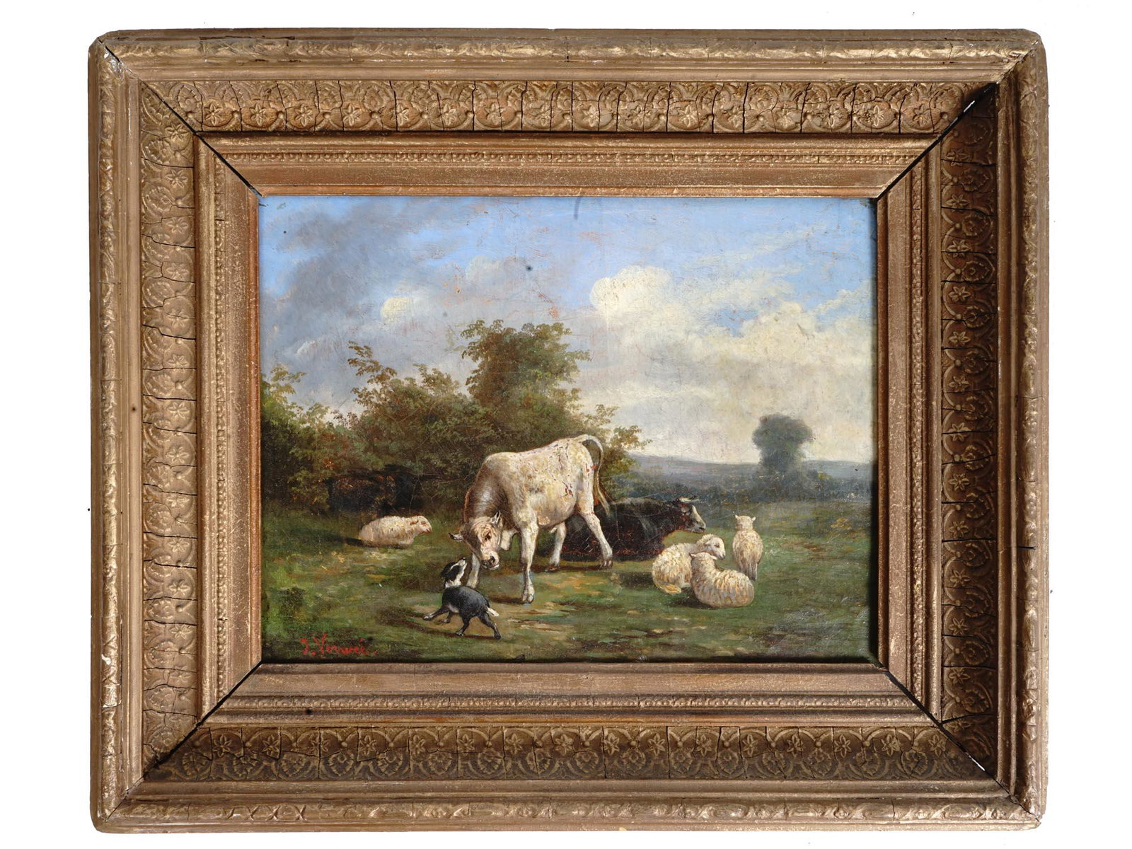 ANTIQUE 18TH C DUTCH SCHOOL PASTORAL OIL PAINTING (1 of 7)