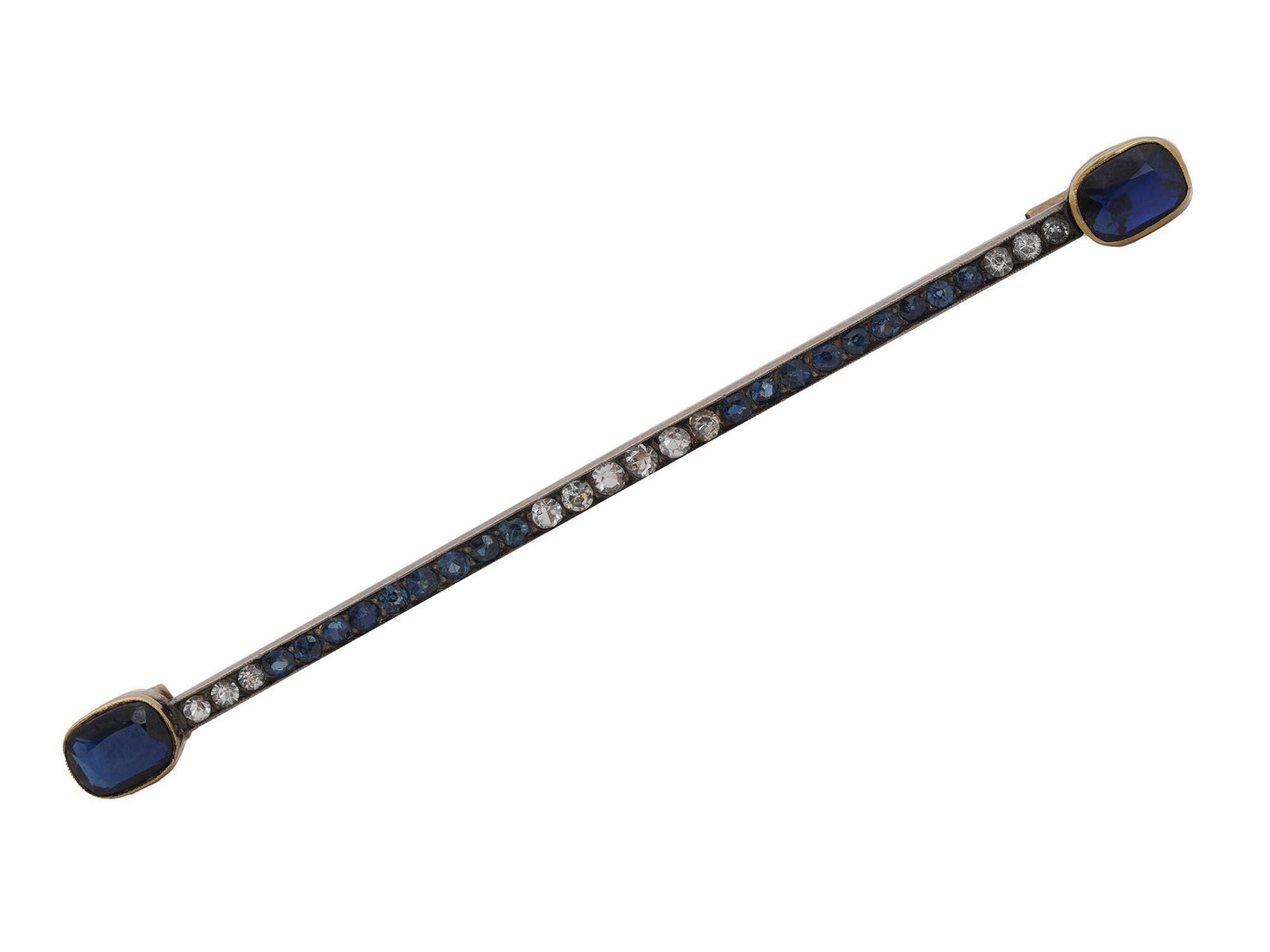 ANTIQUE RUSSIAN GOLD DIAMONDS SAPPHIRES PIN BAR (1 of 3)