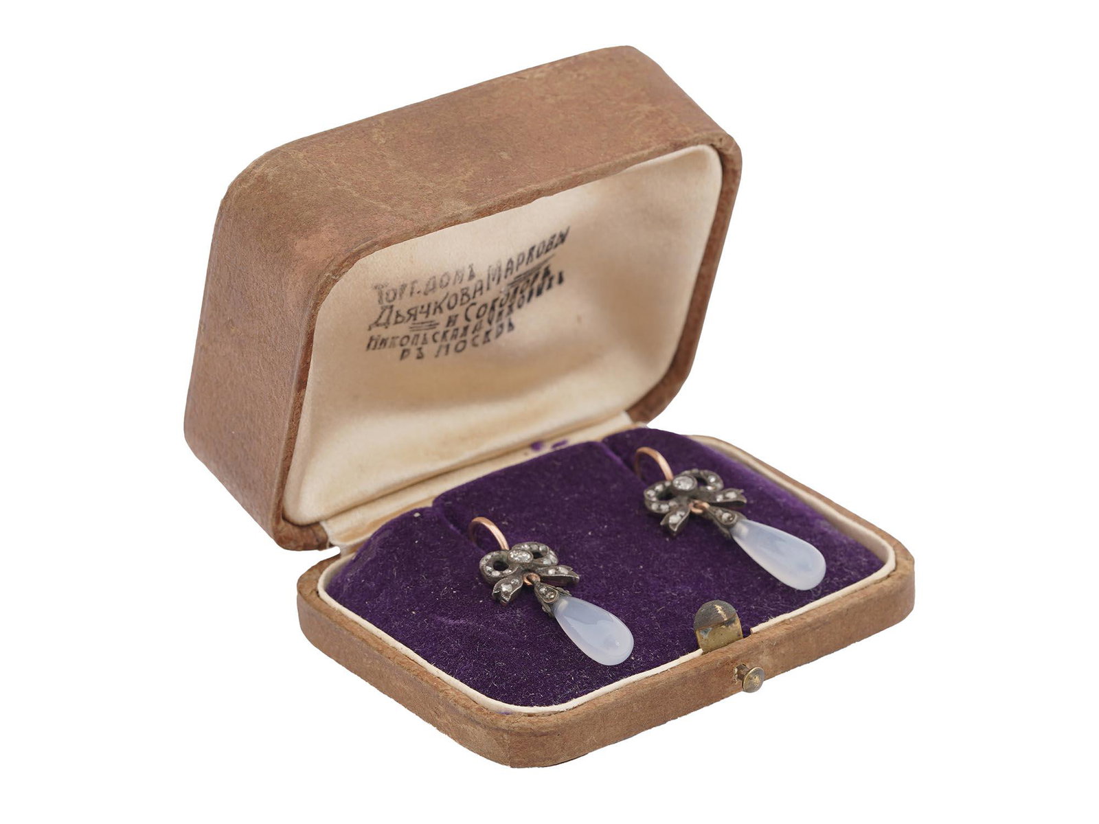 ANTIQUE RUSSIAN GOLD, SILVER, SAPPHIRINE EARRINGS (1 of 6)