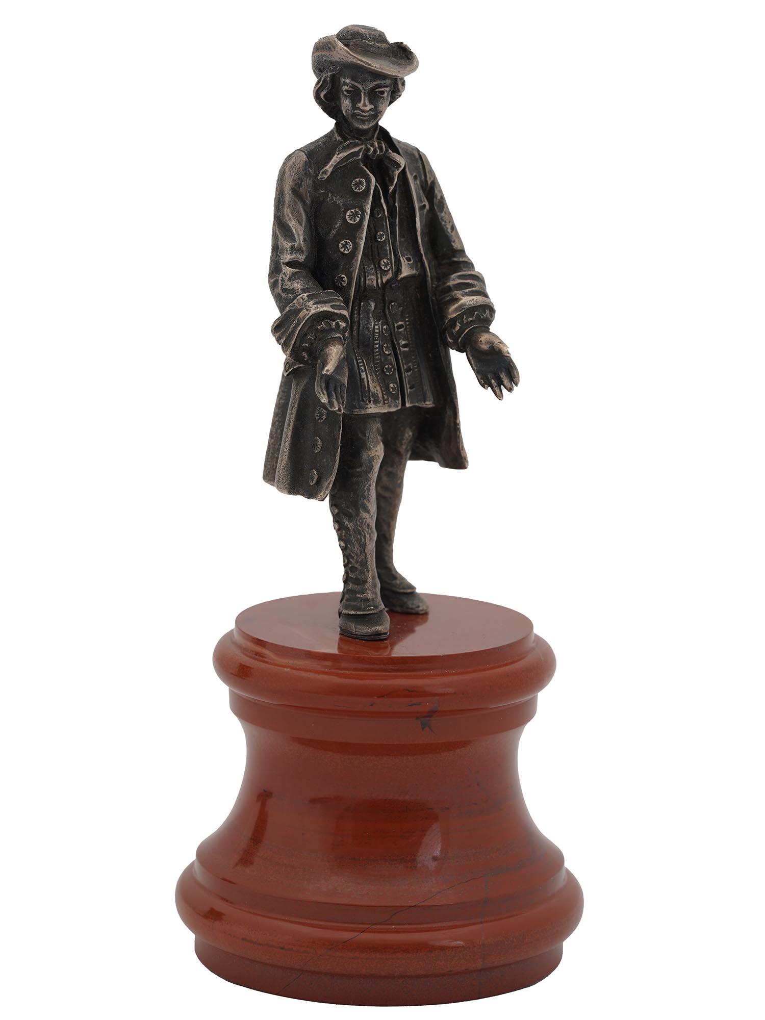 RUSSIAN SILVER PETER THE GREAT FIGURE JASPER BASE (1 of 3)