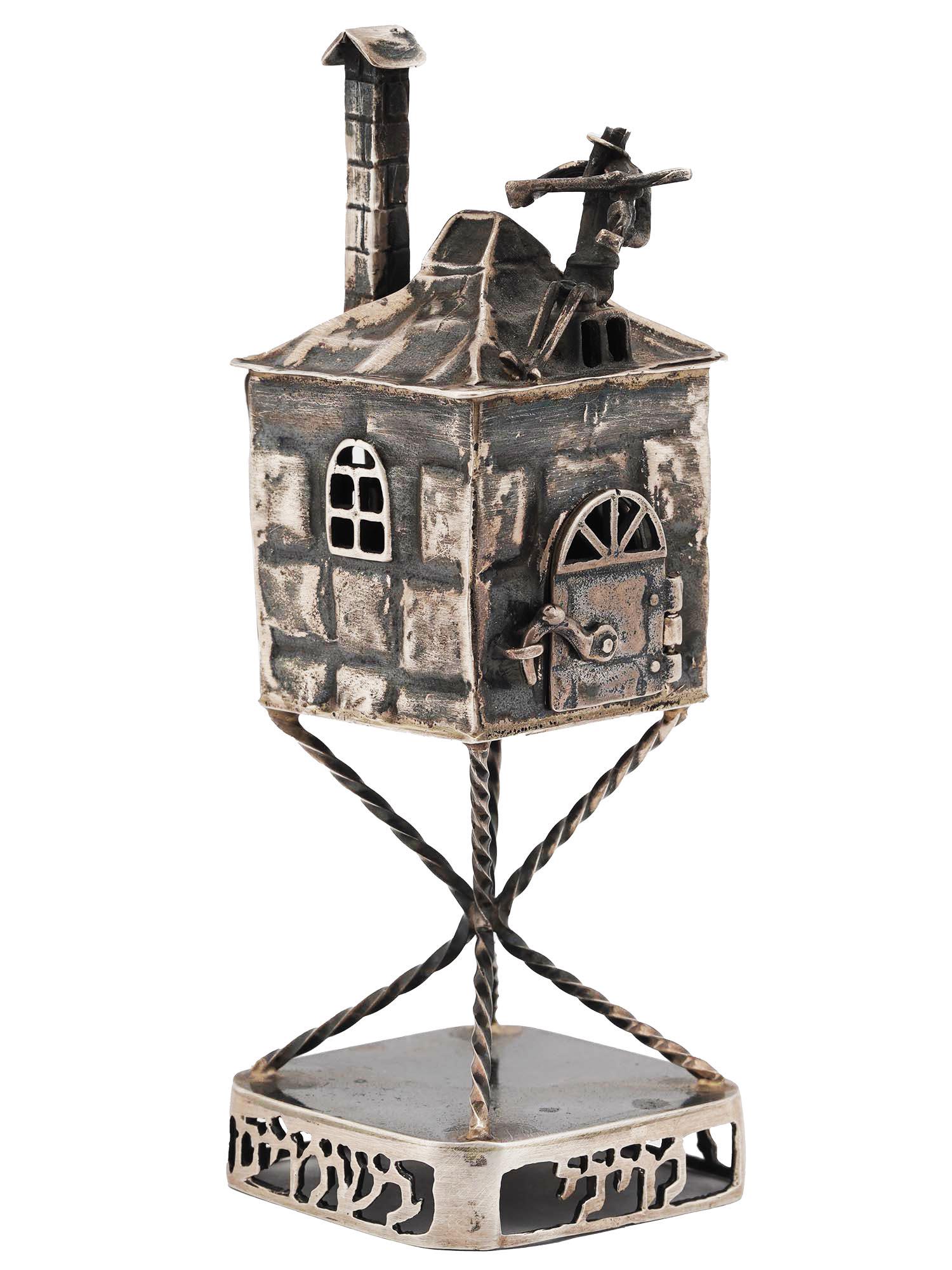 JUDAICA SILVER SPICE TOWER HOUSE WITH A MUSICIAN (1 of 3)
