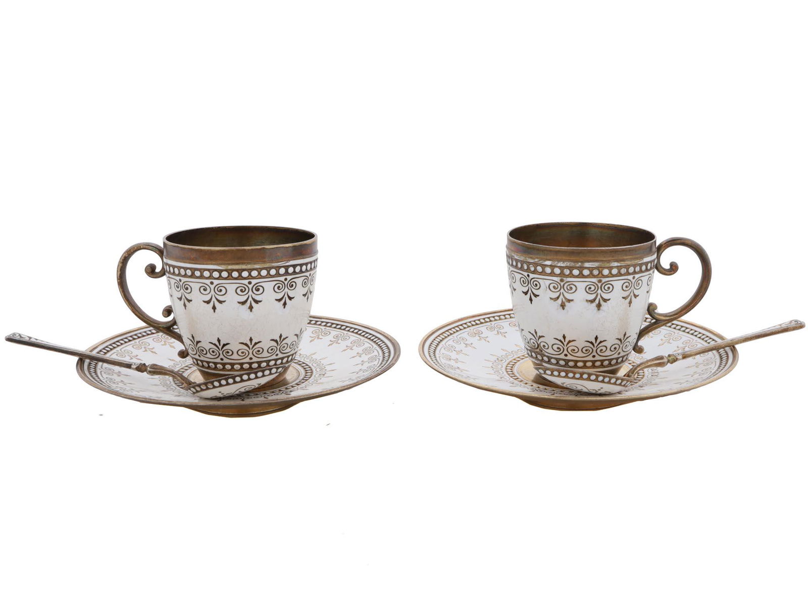 NORWEGIAN SILVER ENAMEL CUPS, SAUCERS AND SPOONS (1 of 11)