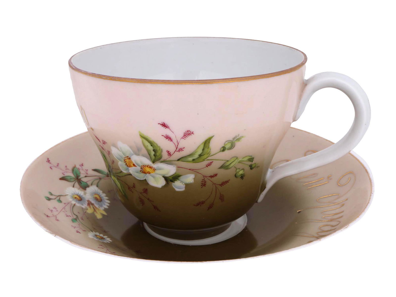 ANTIQUE RUSSIAN PORCELAIN LARGE TEA CUP AND SAUCER (1 of 12)