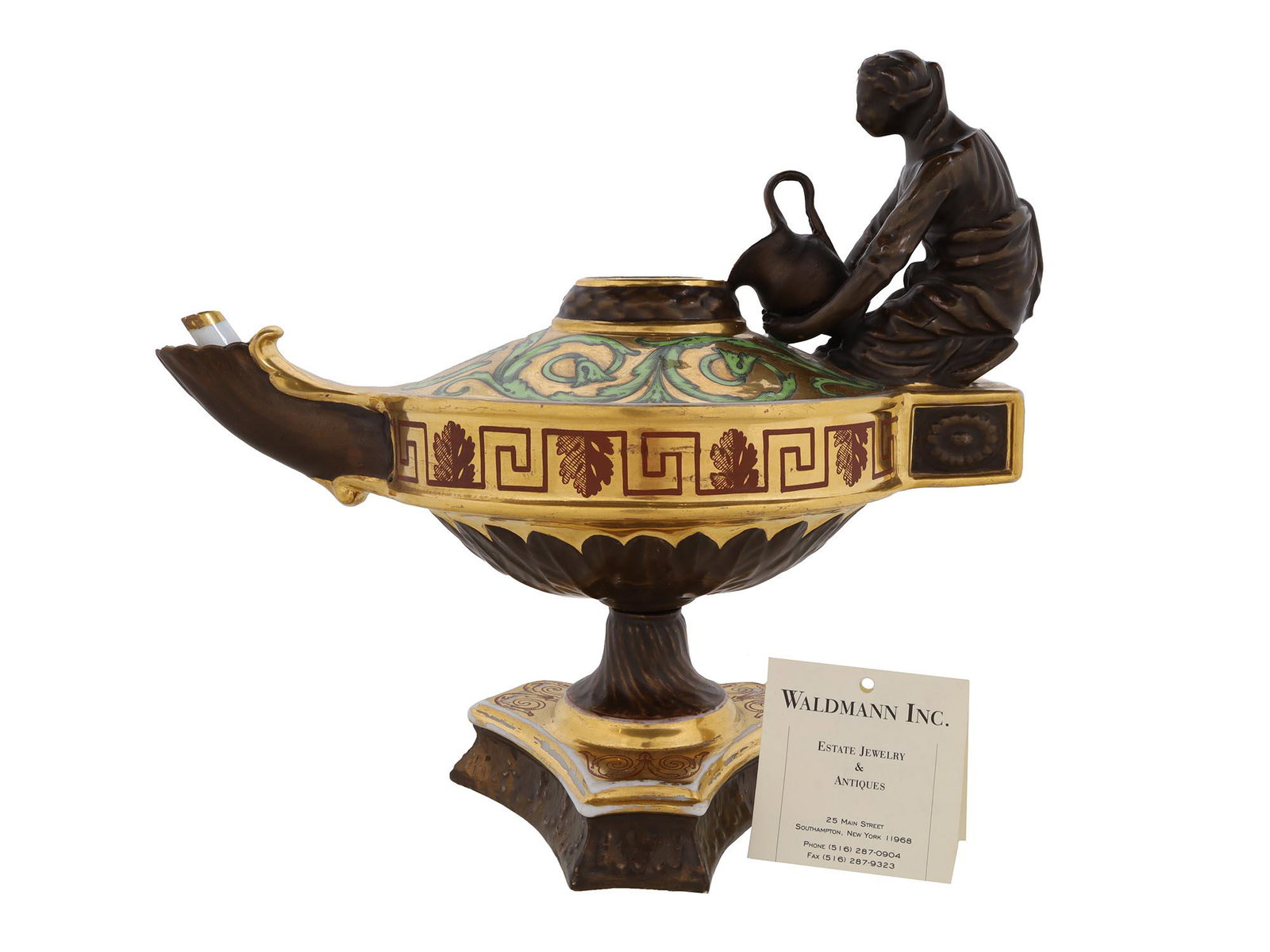 ANTIQUE FRENCH PORCELAIN HAND DECORATED OIL LAMP (1 of 12)