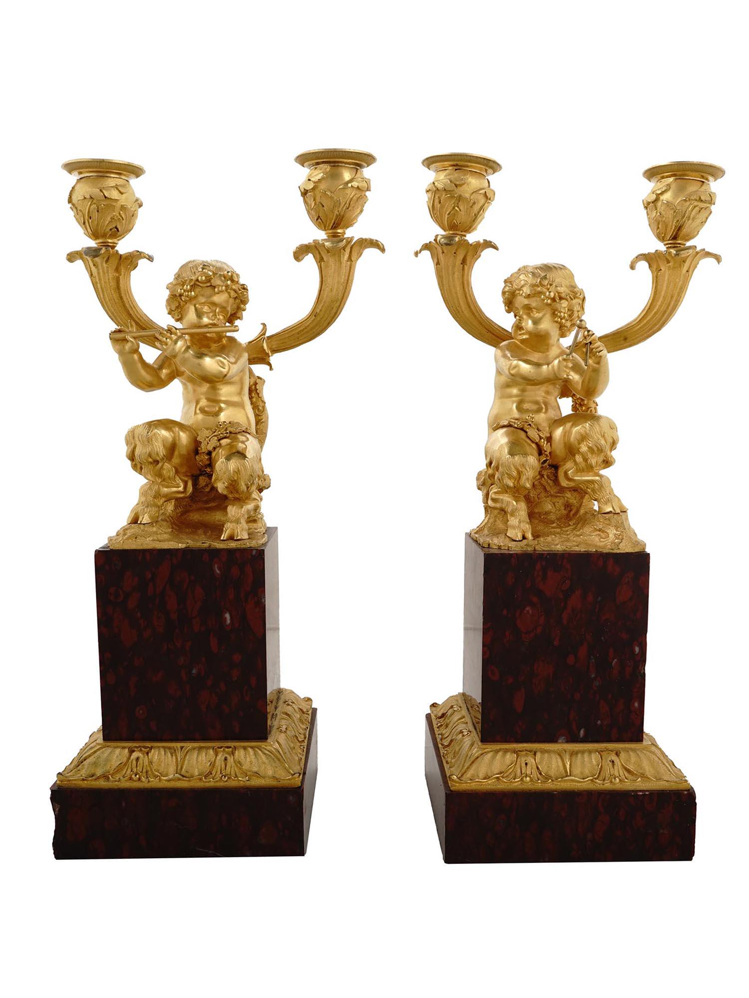 ANTIQUE FRENCH 19TH C. BRONZE MARBLE CANDELABRAS (1 of 11)