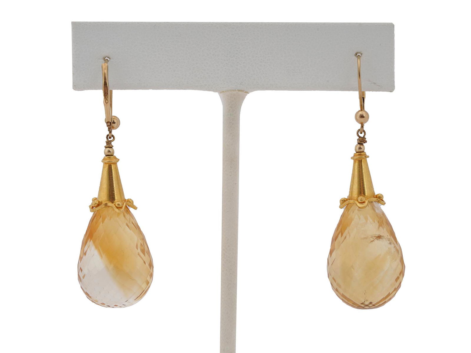 14K YELLOW GOLD AND CITRINE STONE EARRINGS (1 of 3)