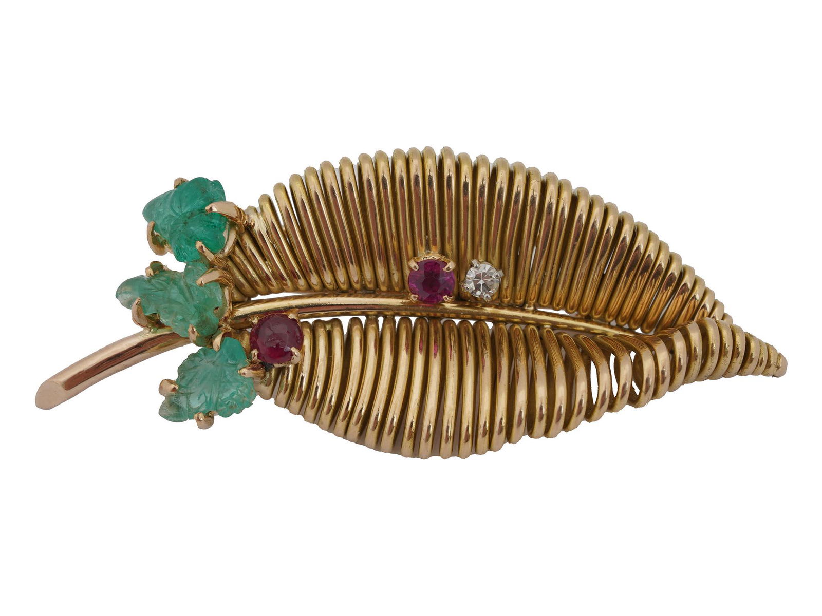 VINTAGE CARTIER 18K YELLOW GOLD LEAF BROOCH (1 of 9)