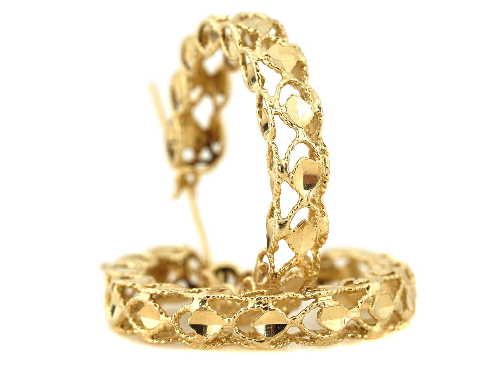 VINTAGE JEWELRY 14K GOLD CHAIN LINK HOOP EARRINGS (1 of 9)