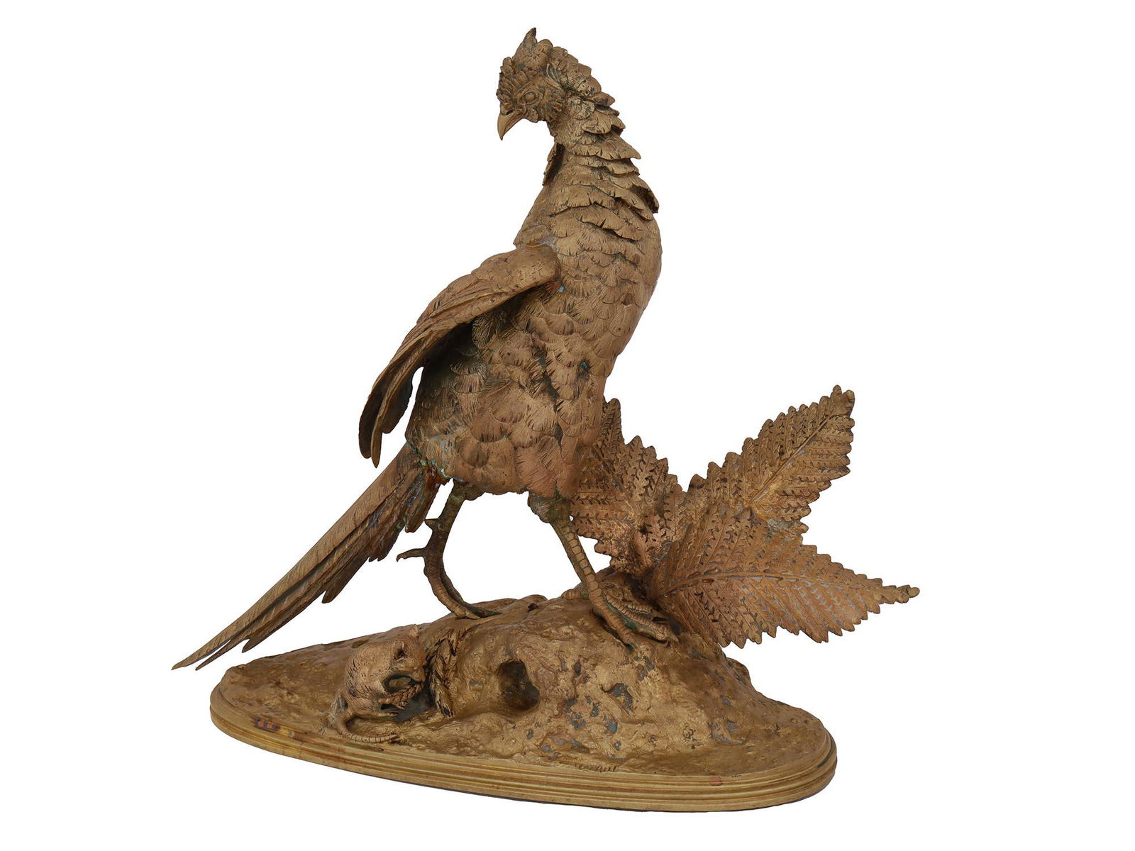 ANTIQUE BRONZE FIGURE OF PHEASANT SIGNED PAUTROT (1 of 10)