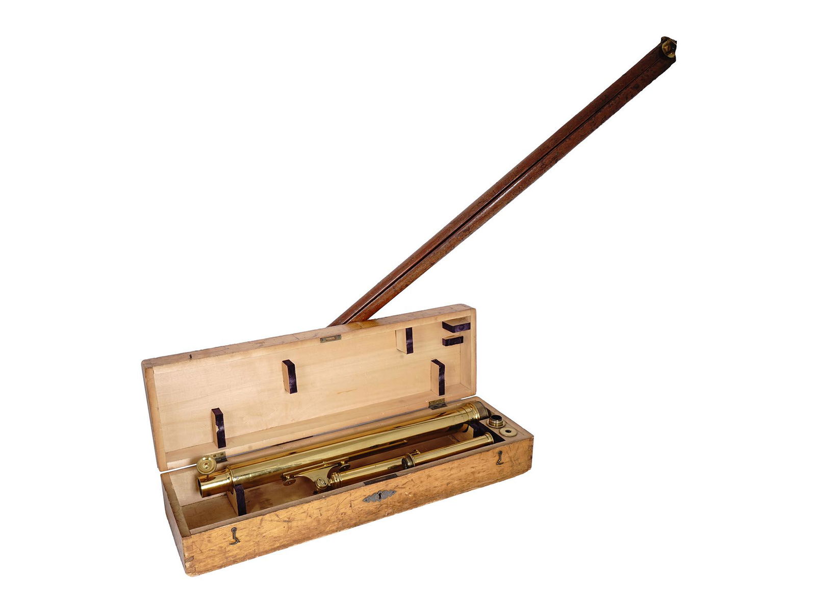 ANTIQUE EARLY 20TH C TELESCOPE W TRIPOD STAND IOB (1 of 4)