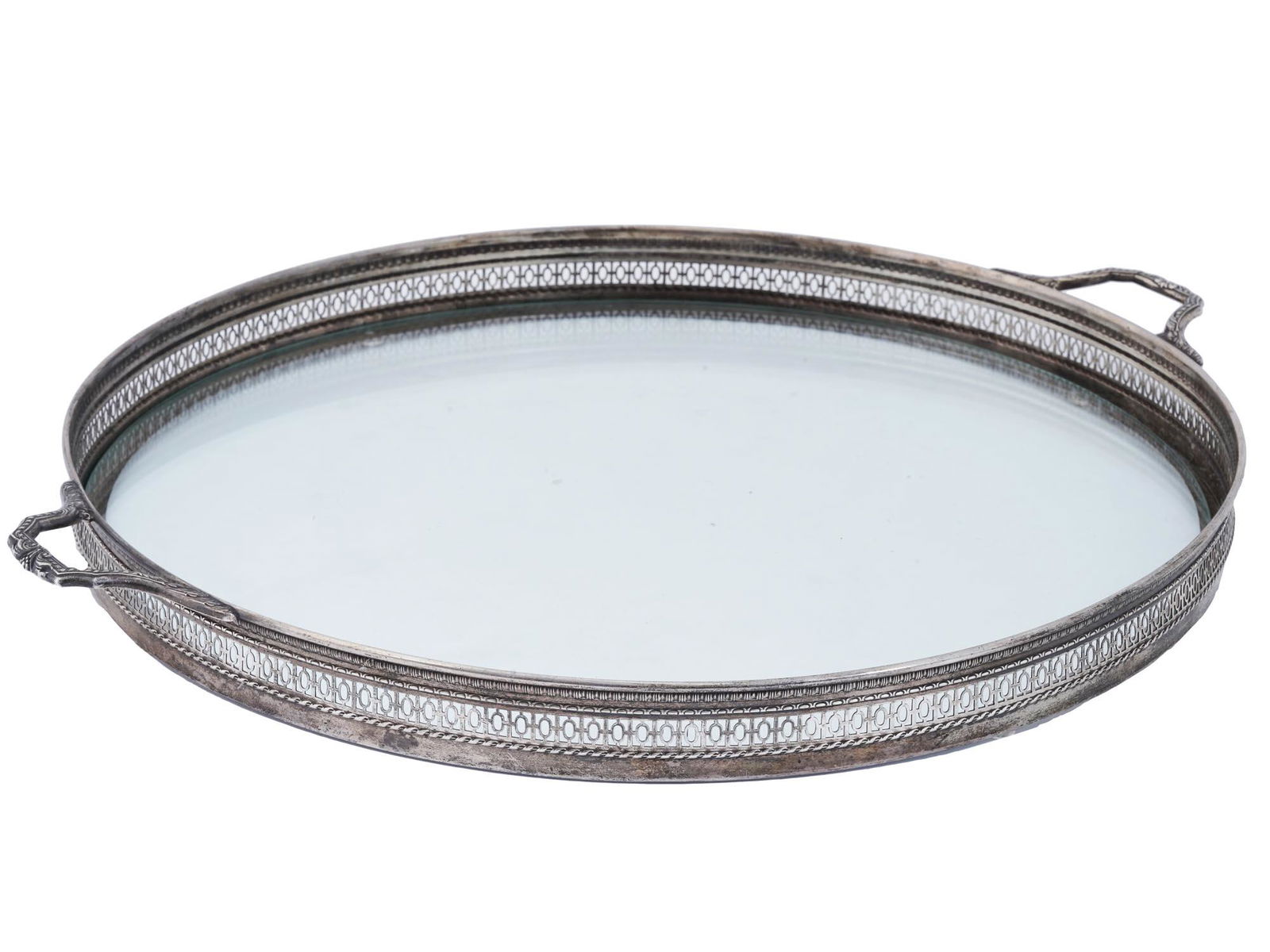 ANTIQUE AMERICAN GORHAM SILVER GLASS TRAY (1 of 2)