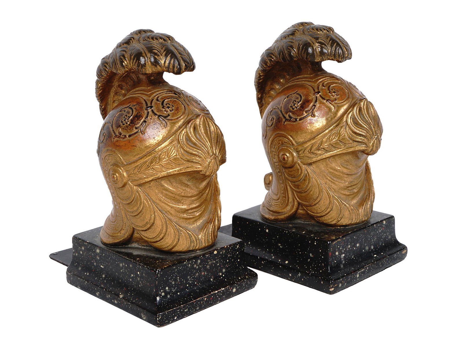 PAIR OF ANTIQUE ROMAN HELMET BOOKENDS BY BORGHESE (1 of 11)