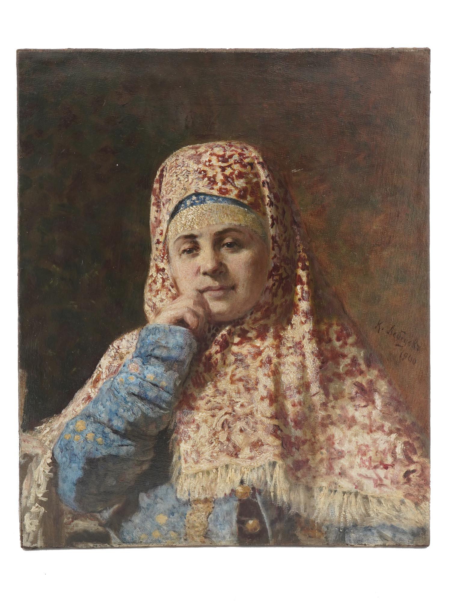 RUSSIAN FEMALE PORTRAIT PAINTING BY KLAVDY LEBEDEV (1 of 5)