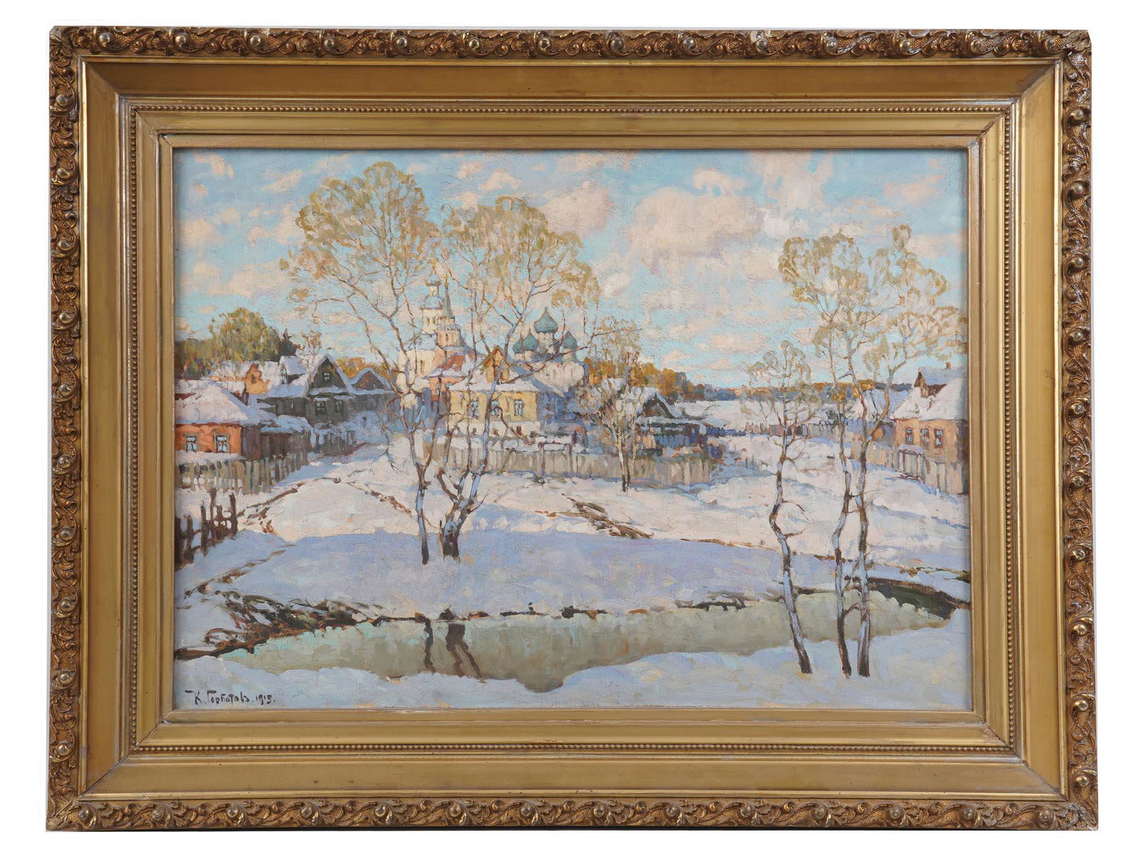 RUSSIAN PAINTING BY KONSTANTIN GORBATOV DATED 1915 (1 of 6)