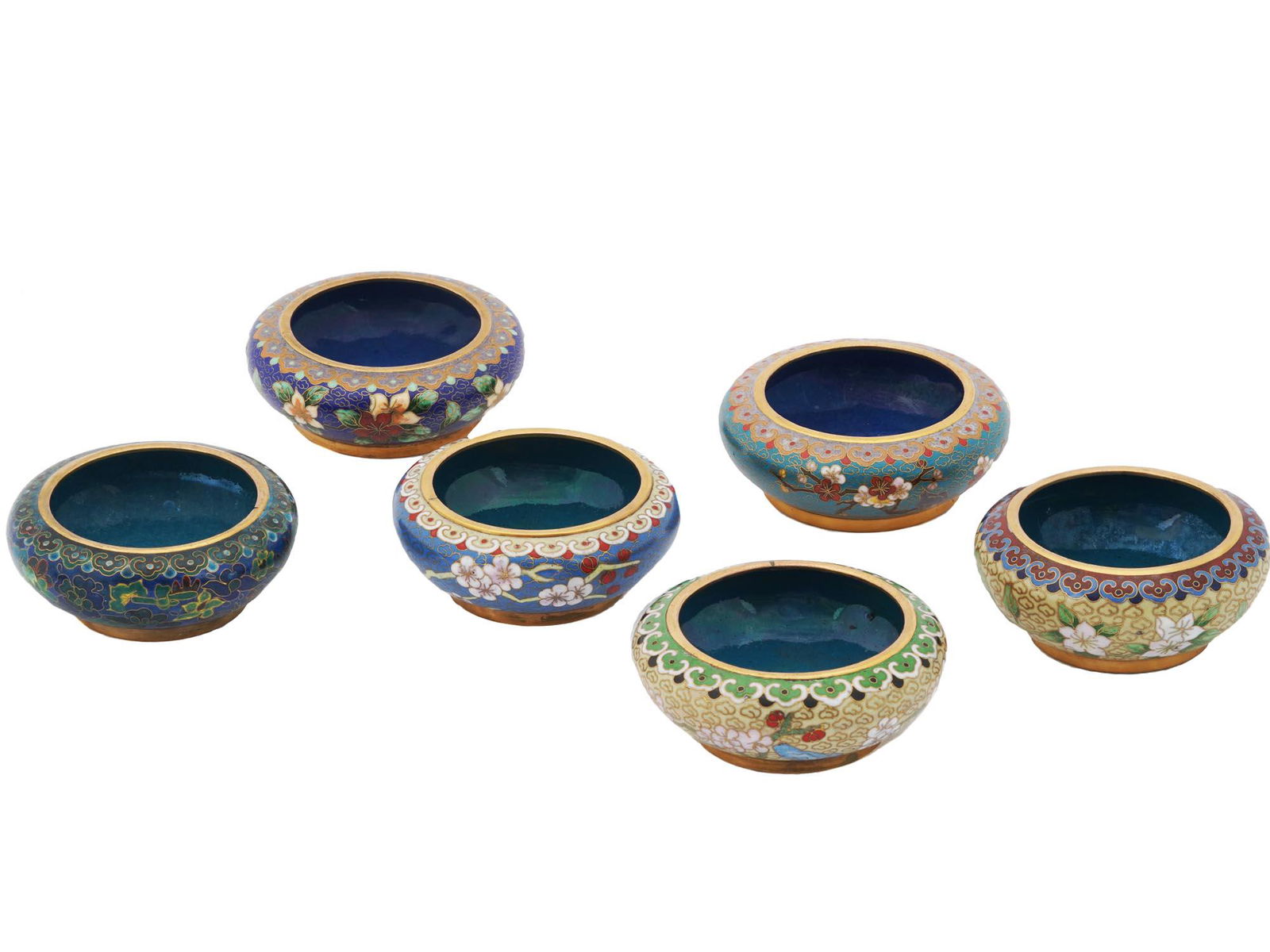 SET OF MID CENTURY CHINESE CLOISONNE ENAMEL BOWLS (1 of 7)