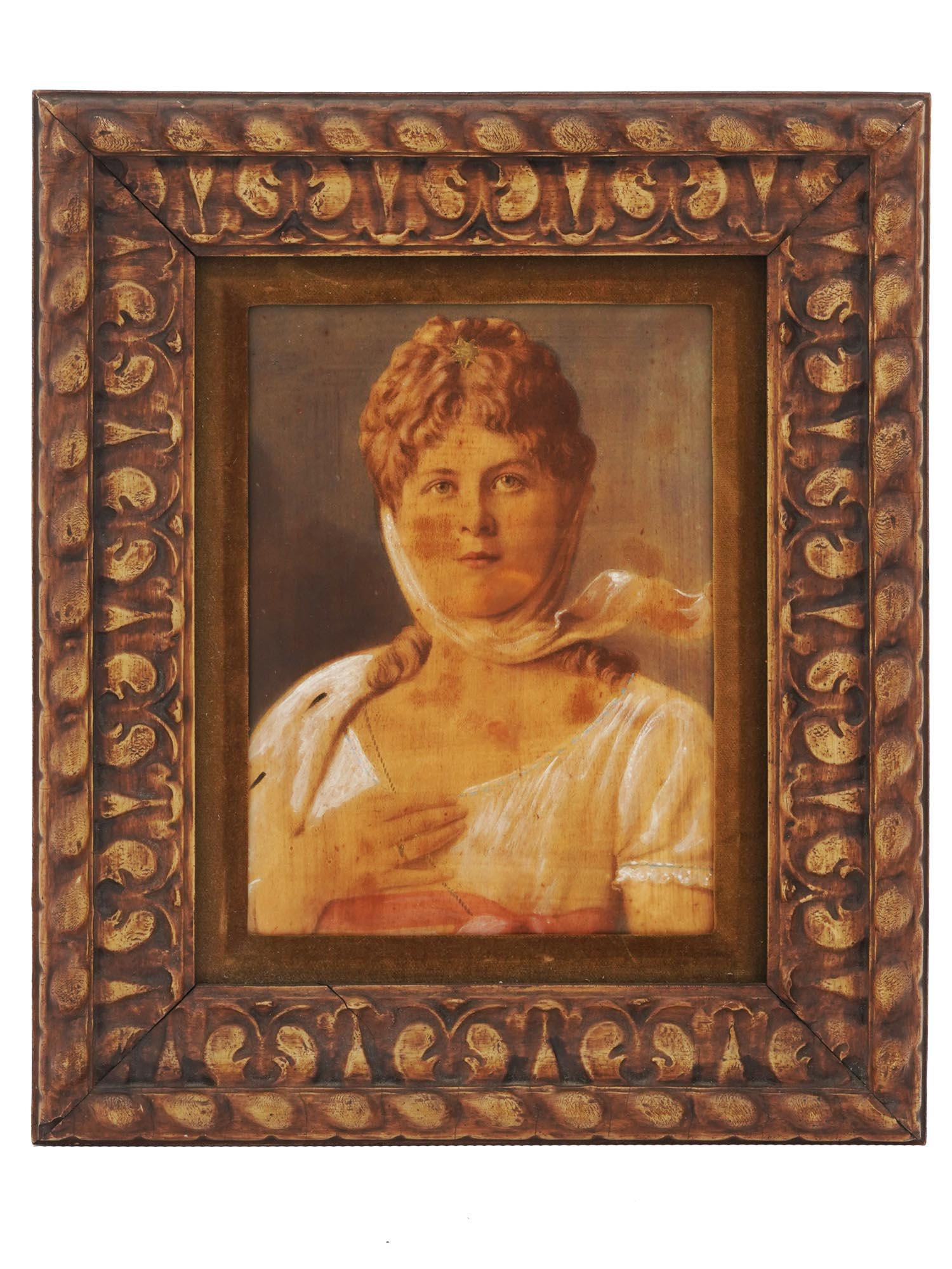 ANTIQUE GERMAN FEMALE PORTRAIT PORCELAIN PLAQUE (1 of 5)