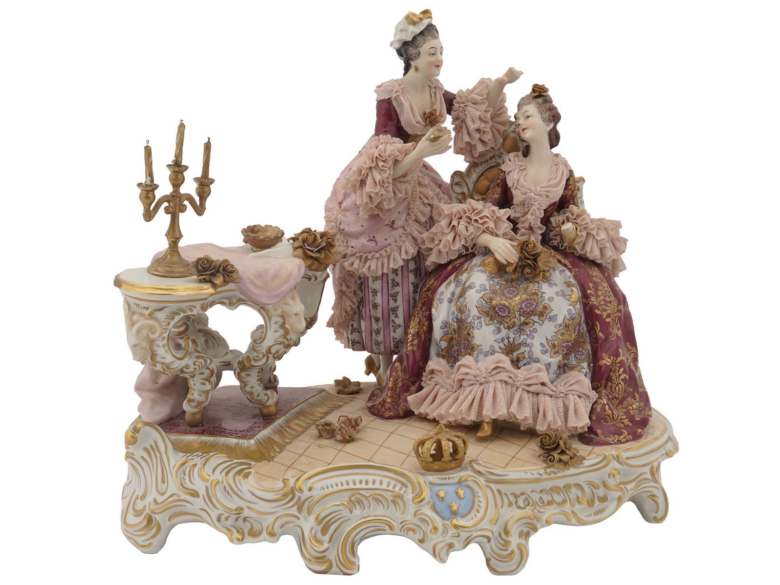 ANTIQUE DRESDEN VOLKSTEDT LACE PORCELAIN LADIES (1 of 8)