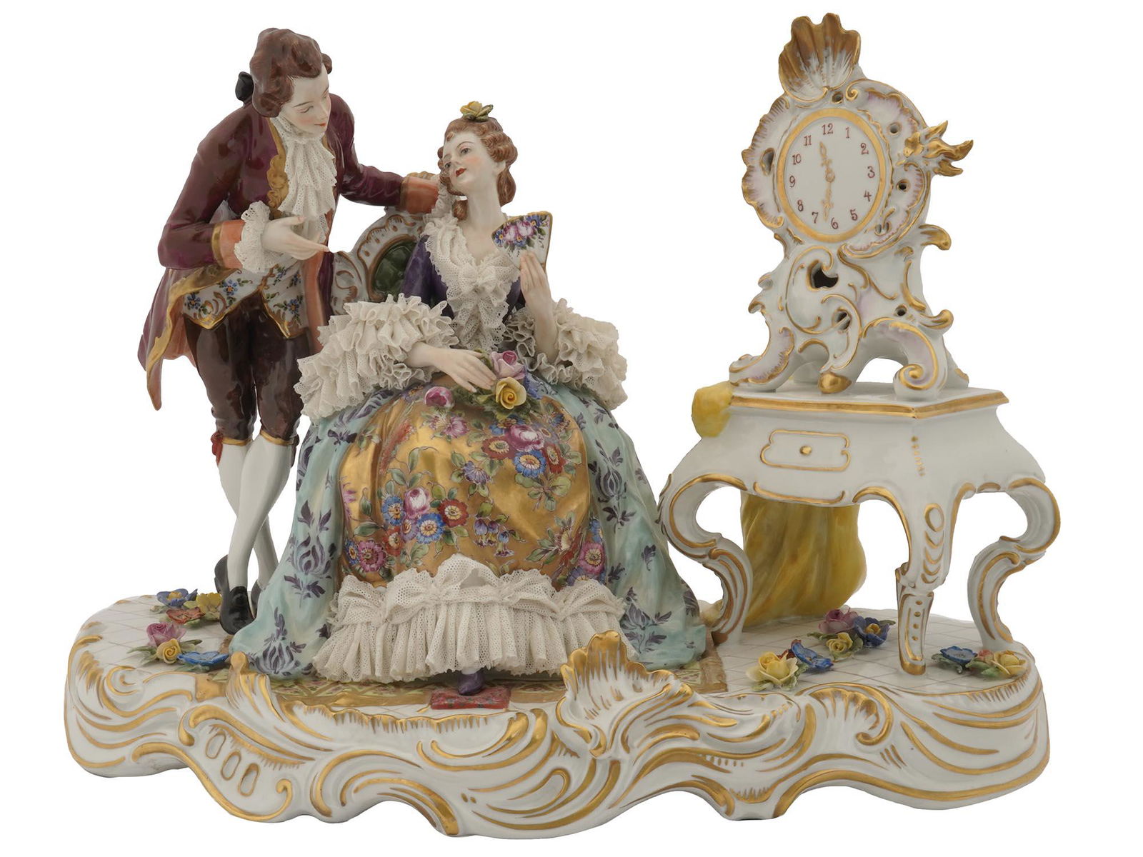 ANTIQUE DRESDEN VOLKSTEDT PORCELAIN LACE GROUP (1 of 4)