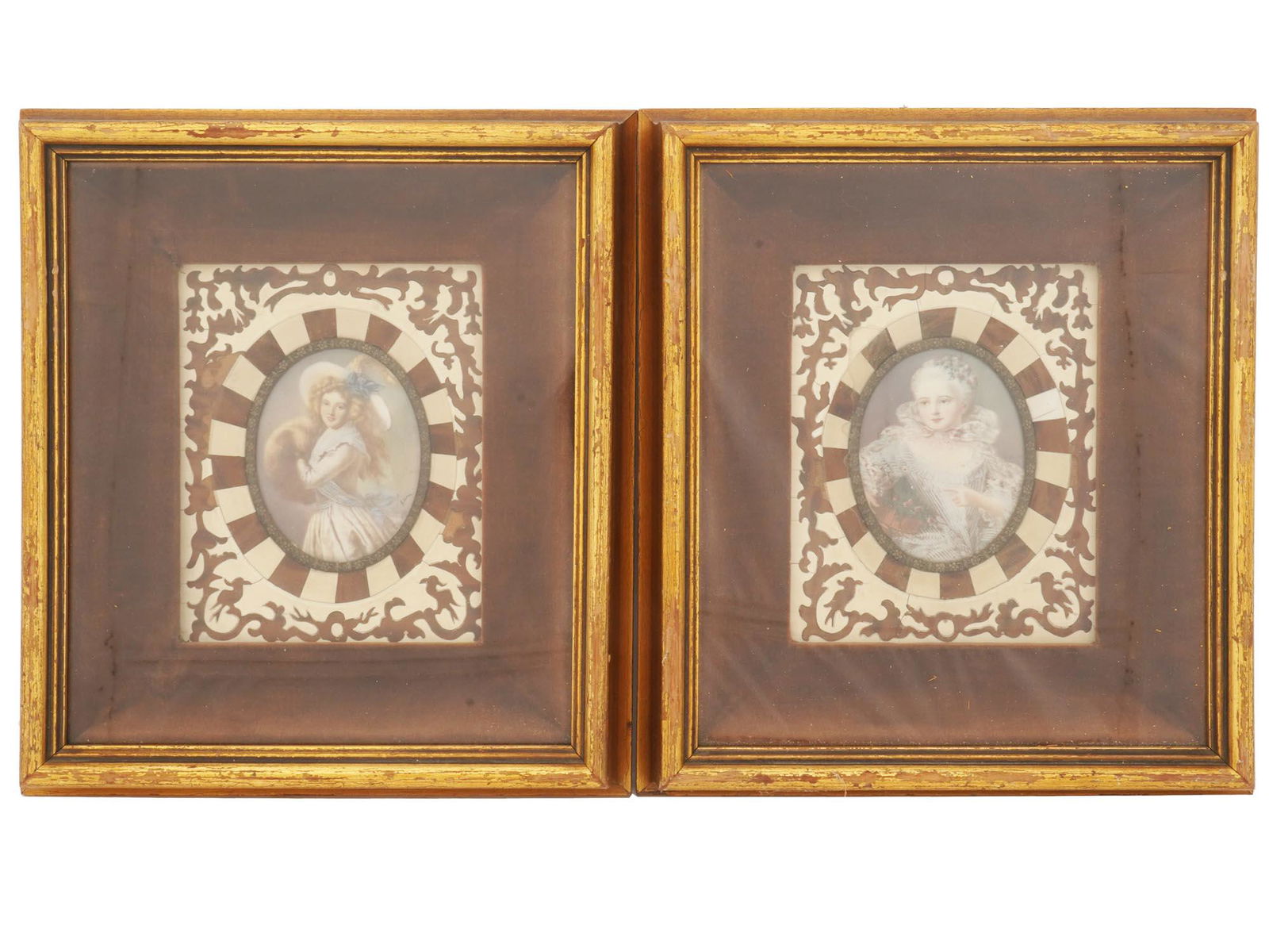 PAIR OF ANTIQUE FRENCH 1800S MINIATURE PAINTINGS (1 of 5)