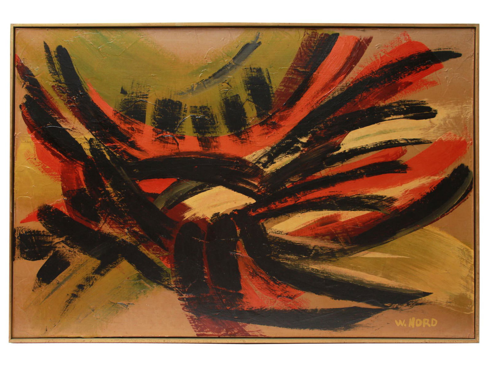 ABSTRACT OIL PAINTING SIGNED BY W NORD (1 of 7)