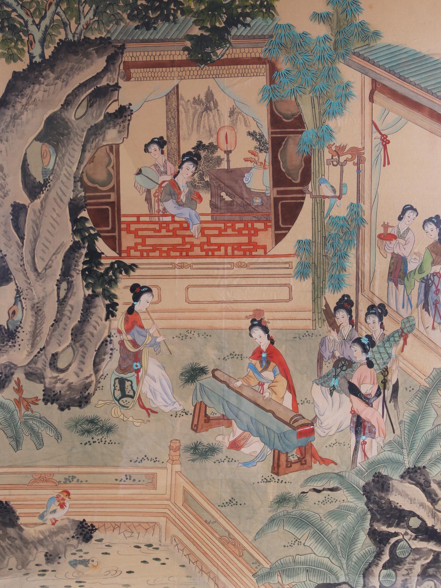 A CHINESE WATERCOLOR PAINTING ON SILK FRAMED (1 of 5)