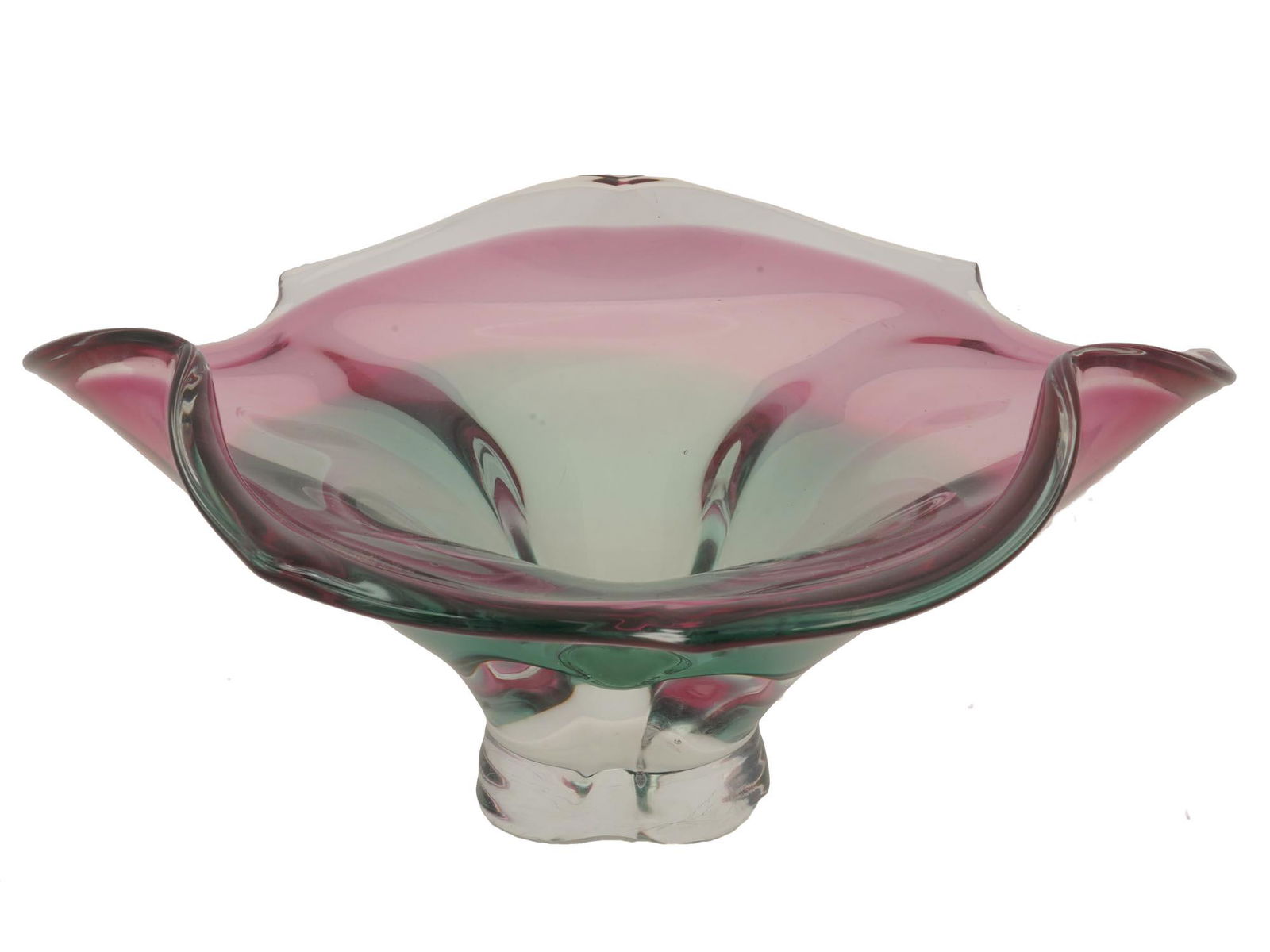 CZECH REPUBLIC TWO TONE ART GLASS FRUIT VASE 1960 (1 of 6)