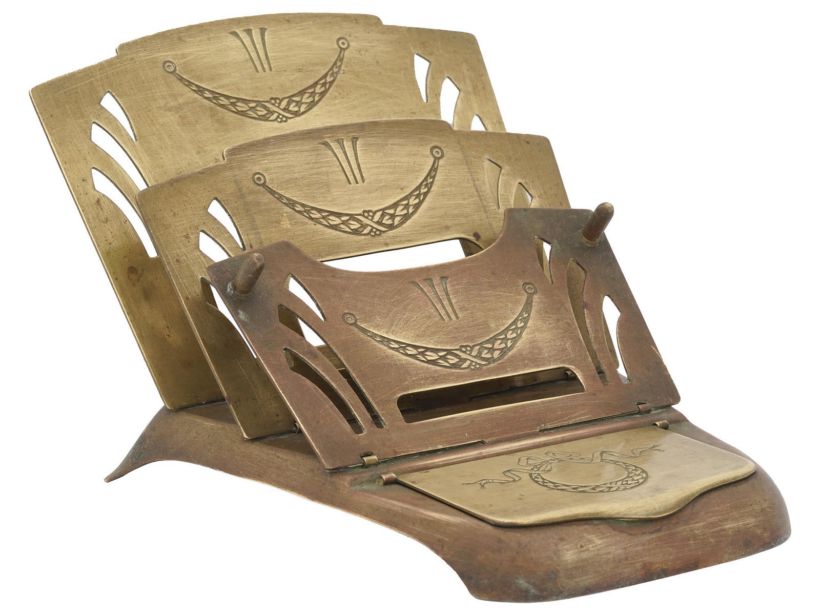 VINTAGE GILT BRONZE LETTERS HOLDER MARKED (1 of 5)