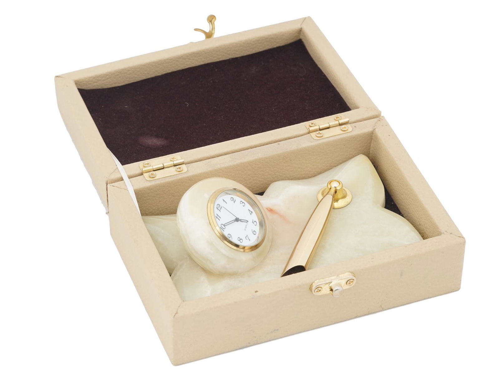 VINTAGE ONYX DESK SET WITH CLOCK AND PEN HOLDER (1 of 8)