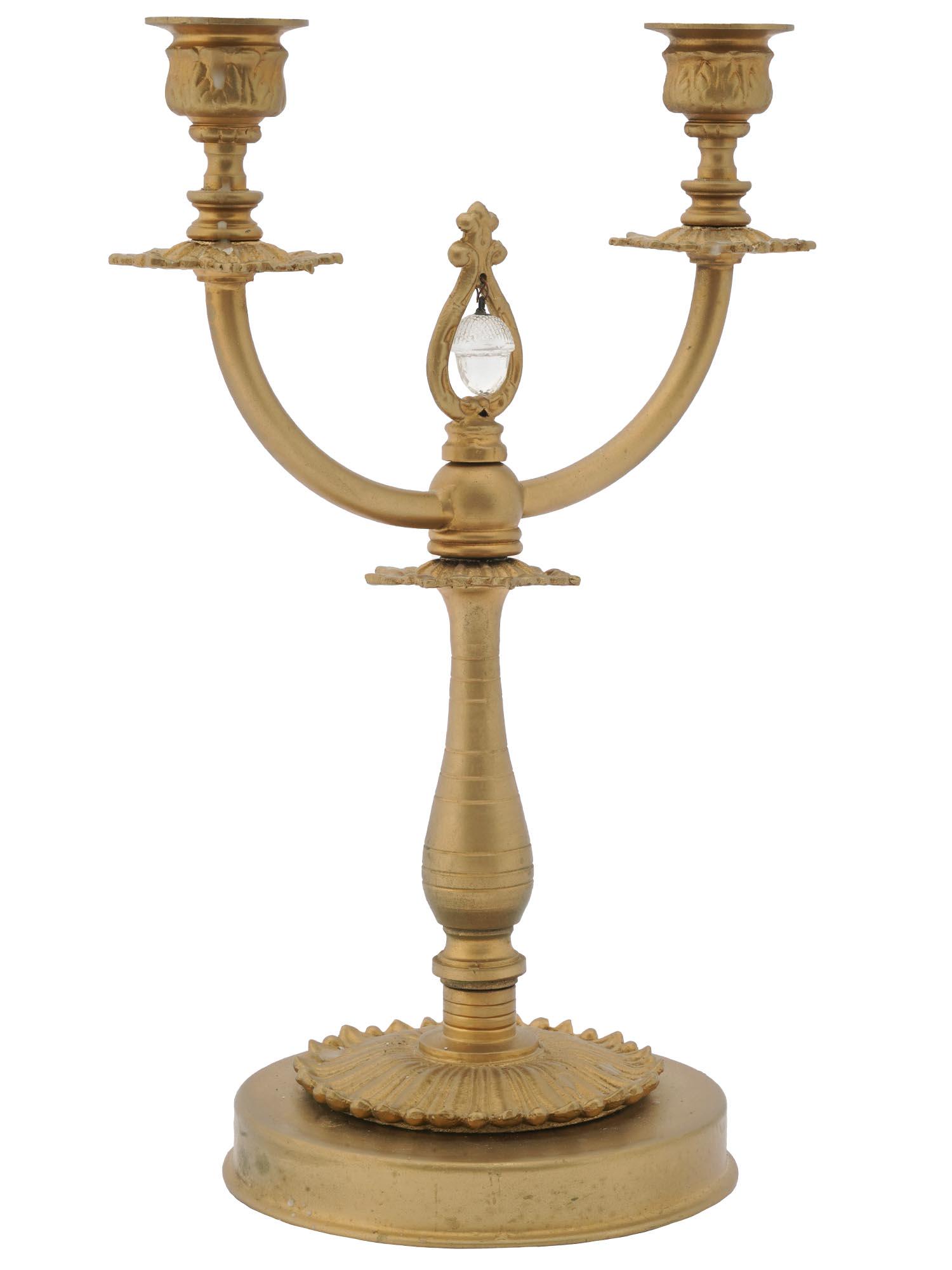 NEO CLASSICAL FIGURAL GLASS BRONZE CANDLE STICK (1 of 3)