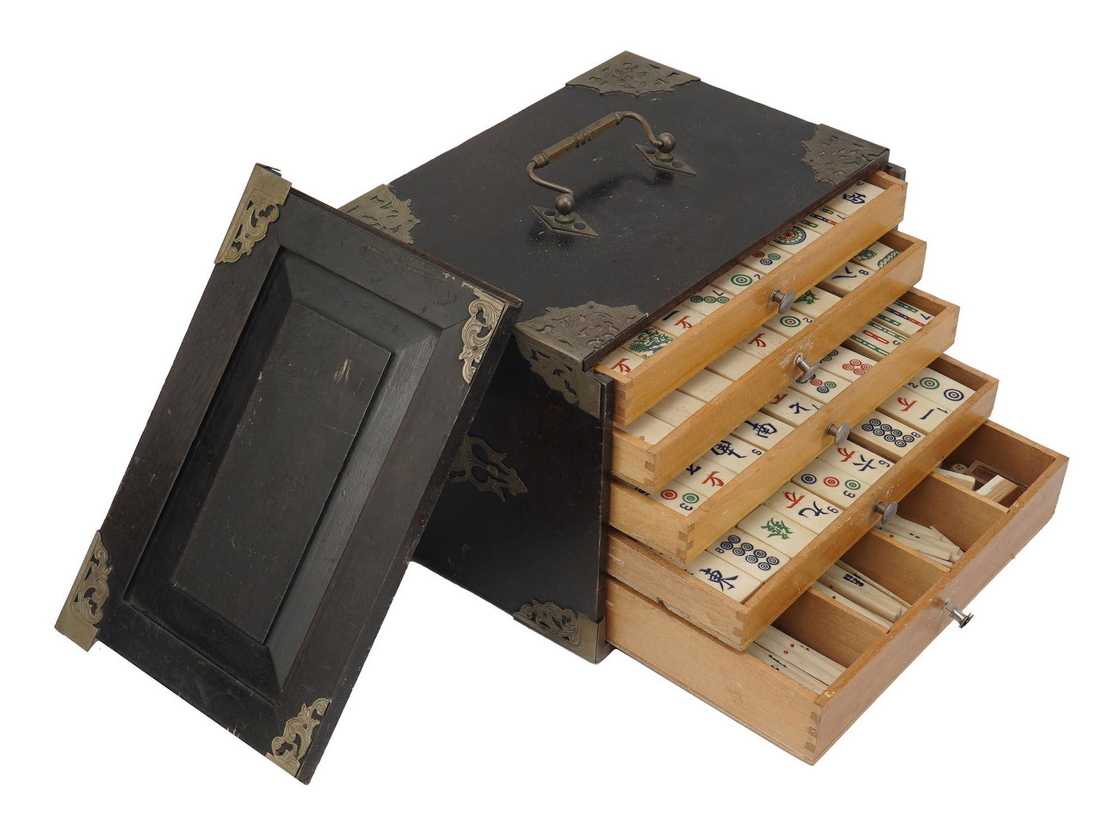 VINTAGE CHINESE MAHJONG GAME SET IN WOODEN CASE (1 of 4)