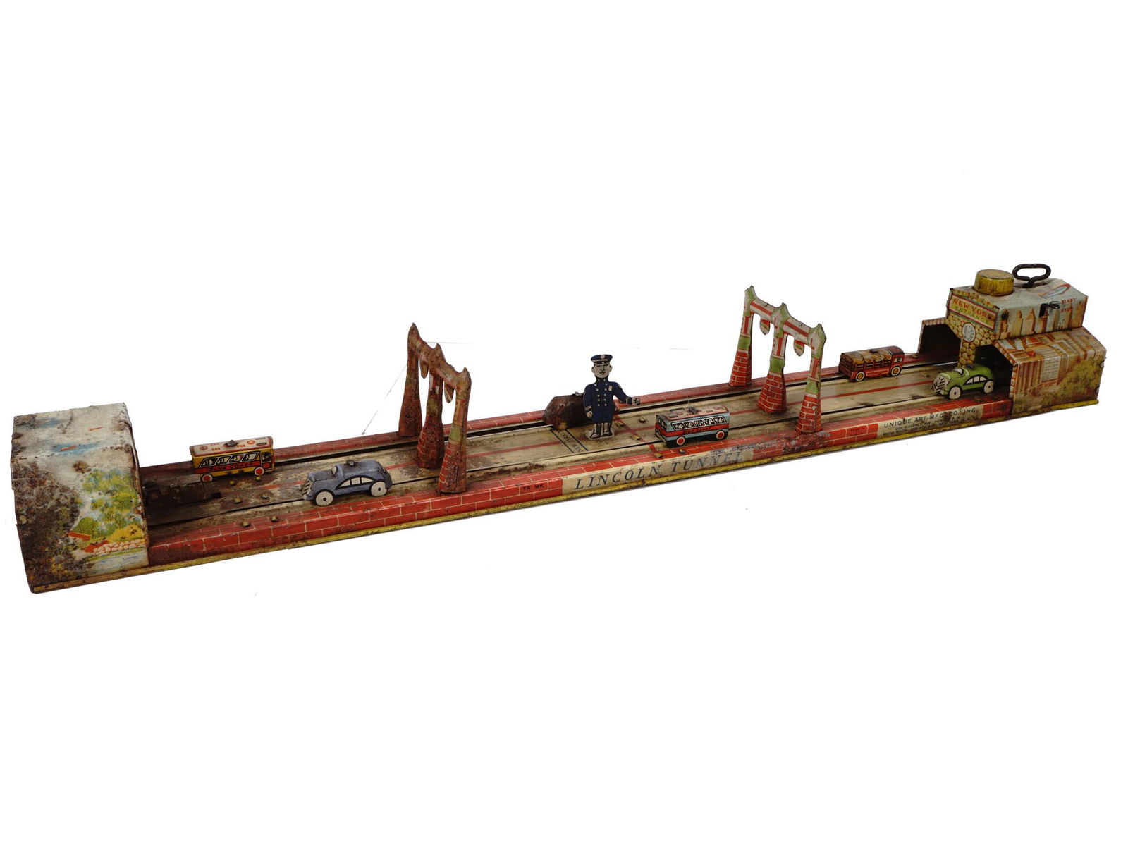 1930 TIN LITHO TOY LINCOLN TUNNEL UNIQUE ART MFG (1 of 9)